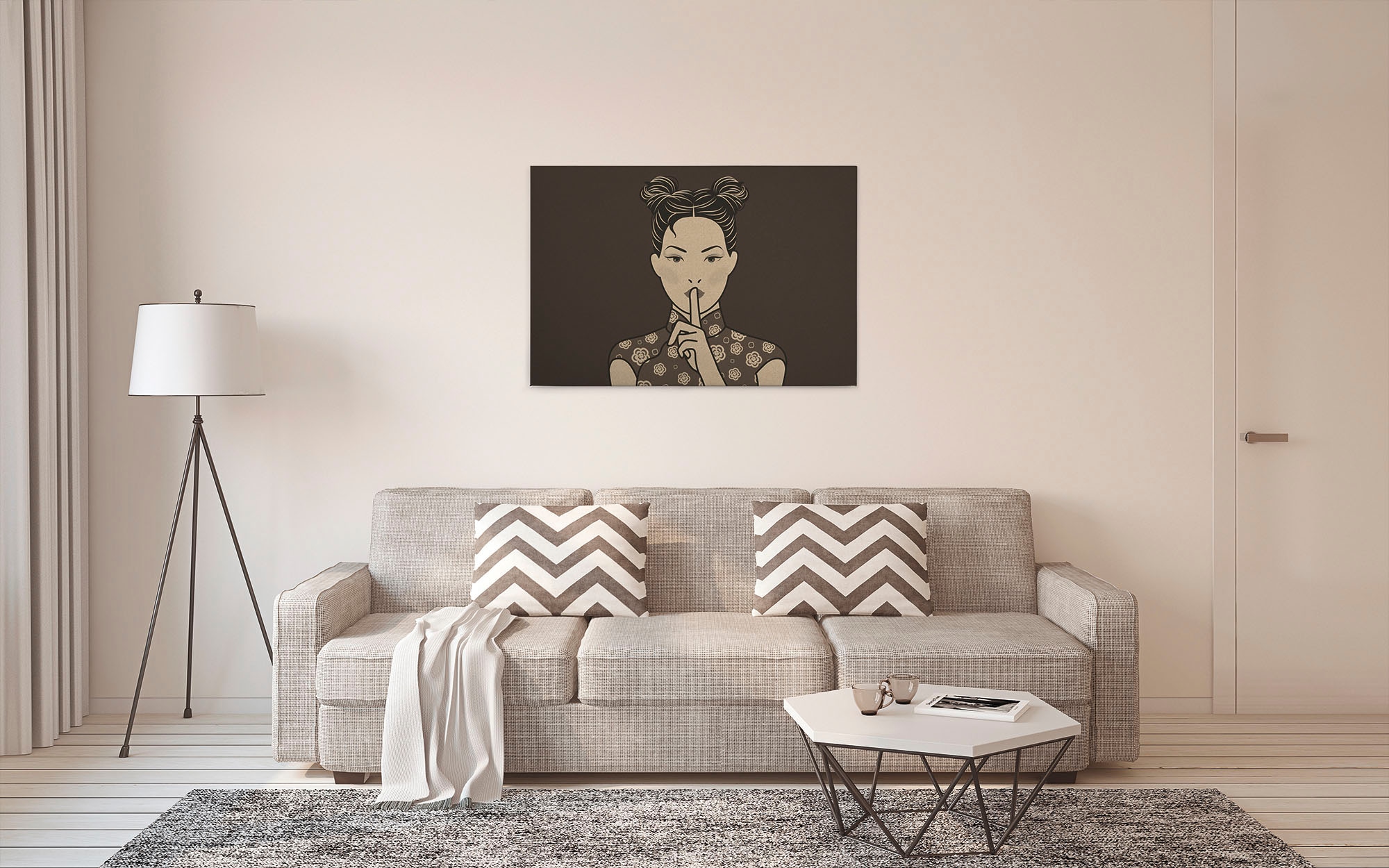 A.S. Création Leinwandbild »himari«, Kunst-Gemälde-Kinder, (1 St.), Keilrahmen Bild Asiatisch Frau Leinwand-Bild Wohnzimmer modern Kinder