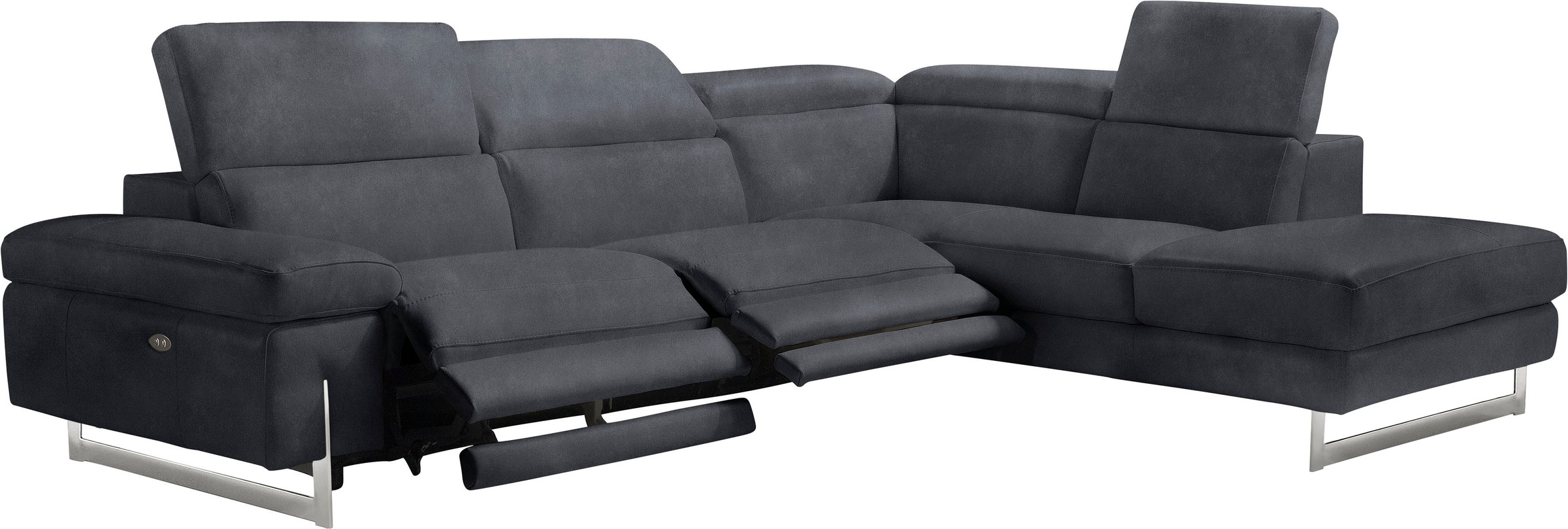 Egoitaliano Ecksofa »Candice, elegant, edel und bequem, erstklassiger Sitzkomfort, L-Form«, inkl. 2 elektrischer Relaxfunktionen, Bedienung über Taste an Armlehne