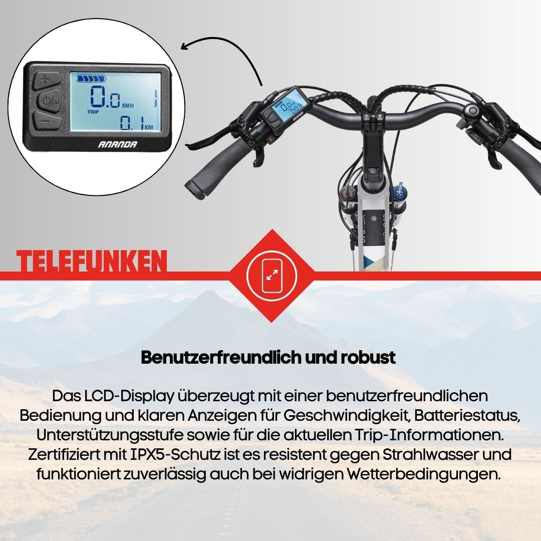 Telefunken E-Bike »Expedition XC940«, 24 Gang, Shimano, Acera, Heckmotor 250 W, (ca. 100 km Reichweite-hydraulische Scheibenbremsen-Straßenzulassung), Trekking Elektrofahrrad, Damen, 28 Zoll, 36 V 417,6 Wh Akku, Pedelec