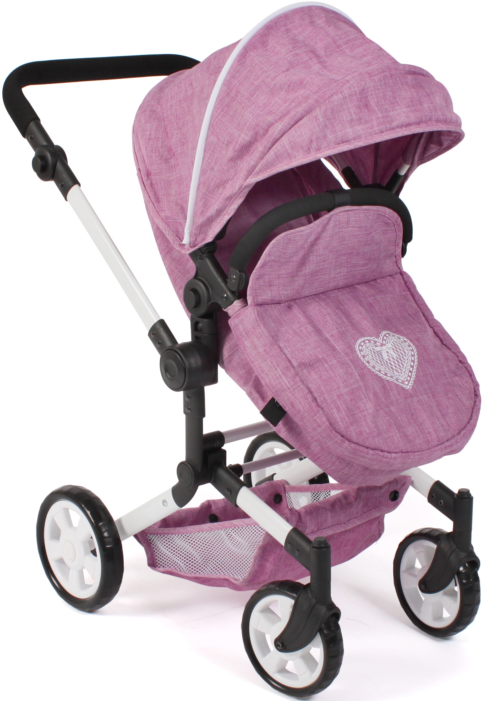 CHIC2000 Kombi-Puppenwagen »Linus, Jeans Pink«, (Set), mit Babywanne und Autositz