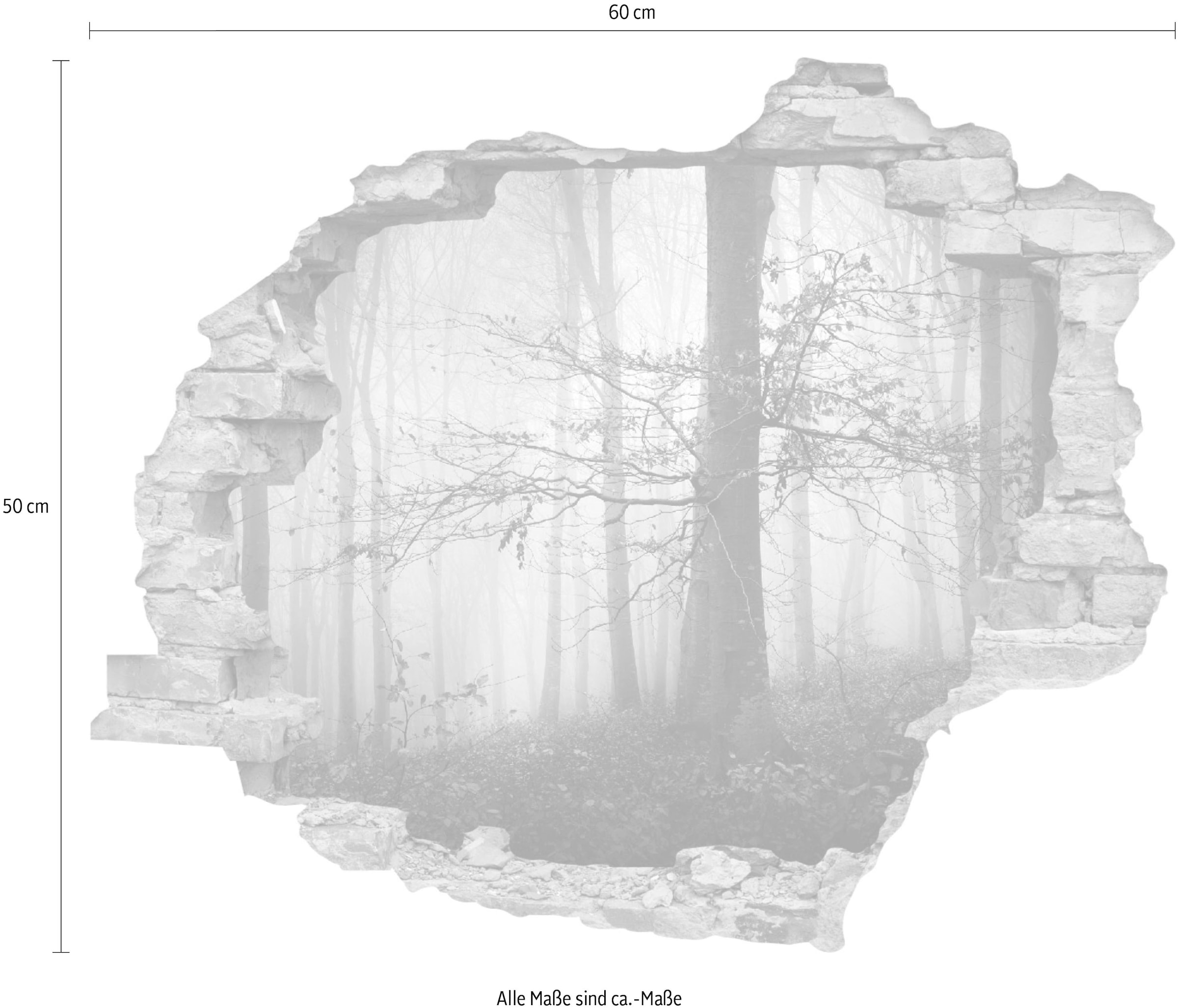 queence Wandtattoo »Wald im Herbst«, (1 St.), Wandsticker, Wandbild, selbstklebend, 3D, Wanddurchbruch