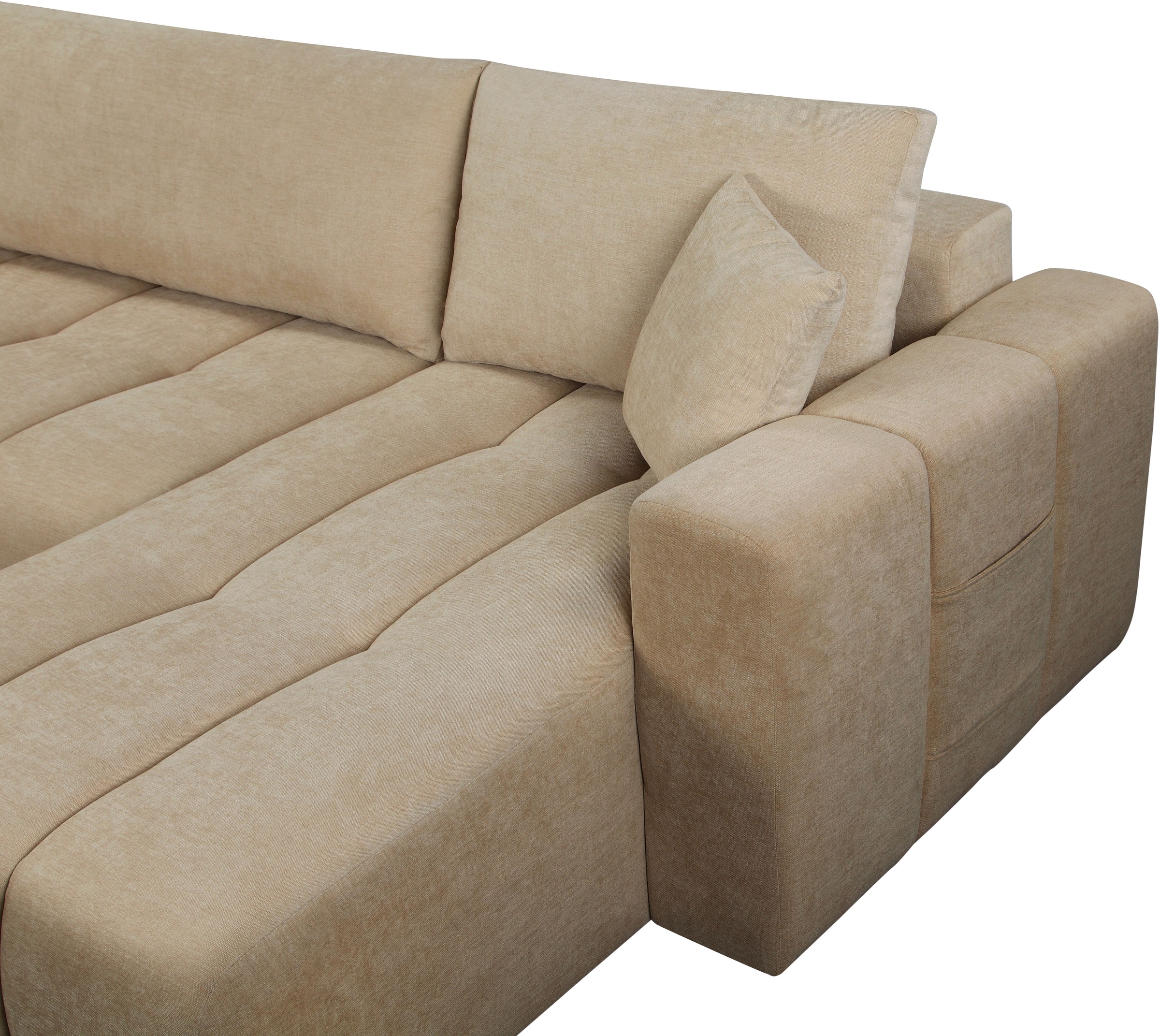 OTTO home Wohnlandschaft »YLVAA U-Form, 311 cm - Schlafsofa« Schlaffunktion (132/269), Boxspring, Bettkasten, Feinstruktur-Bezug