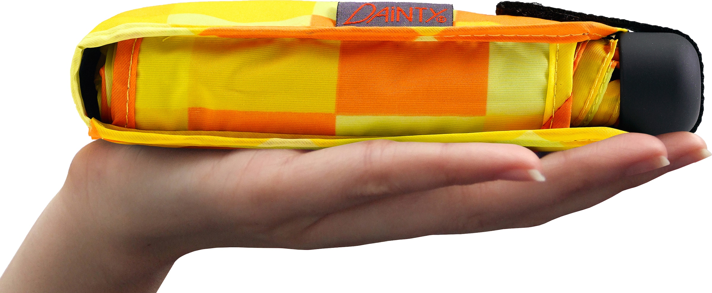 EuroSCHIRM® Taschenregenschirm gelb kaufen Karo »Dainty, und orange«, kurz flach extra online