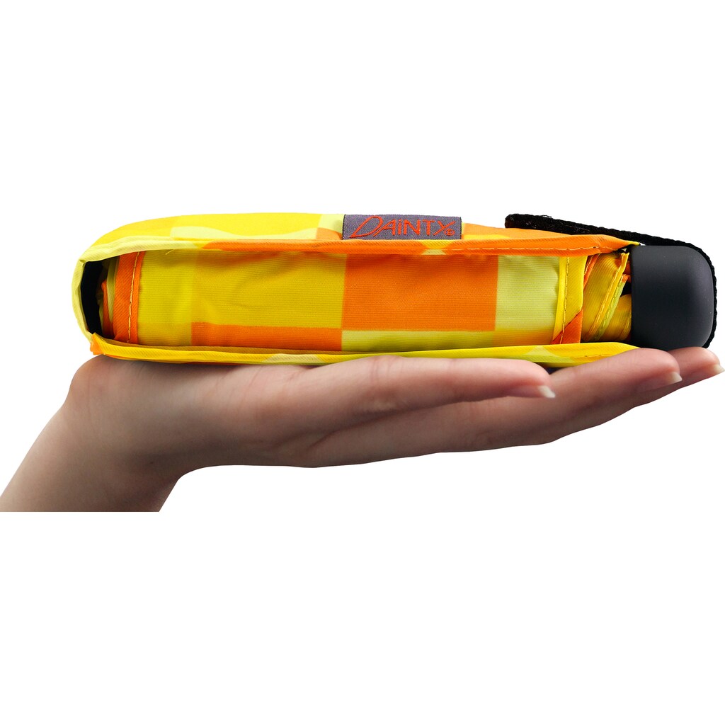 EuroSCHIRM® Taschenregenschirm »Dainty, Karo gelb orange«