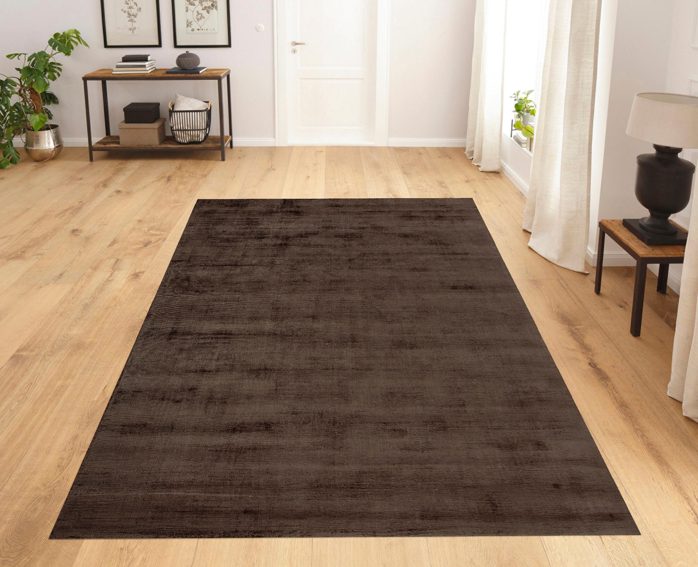 my home Teppich »Shirley«, rechteckig, Handweb Teppich, aus weicher Viskose, handgewebt, elegant