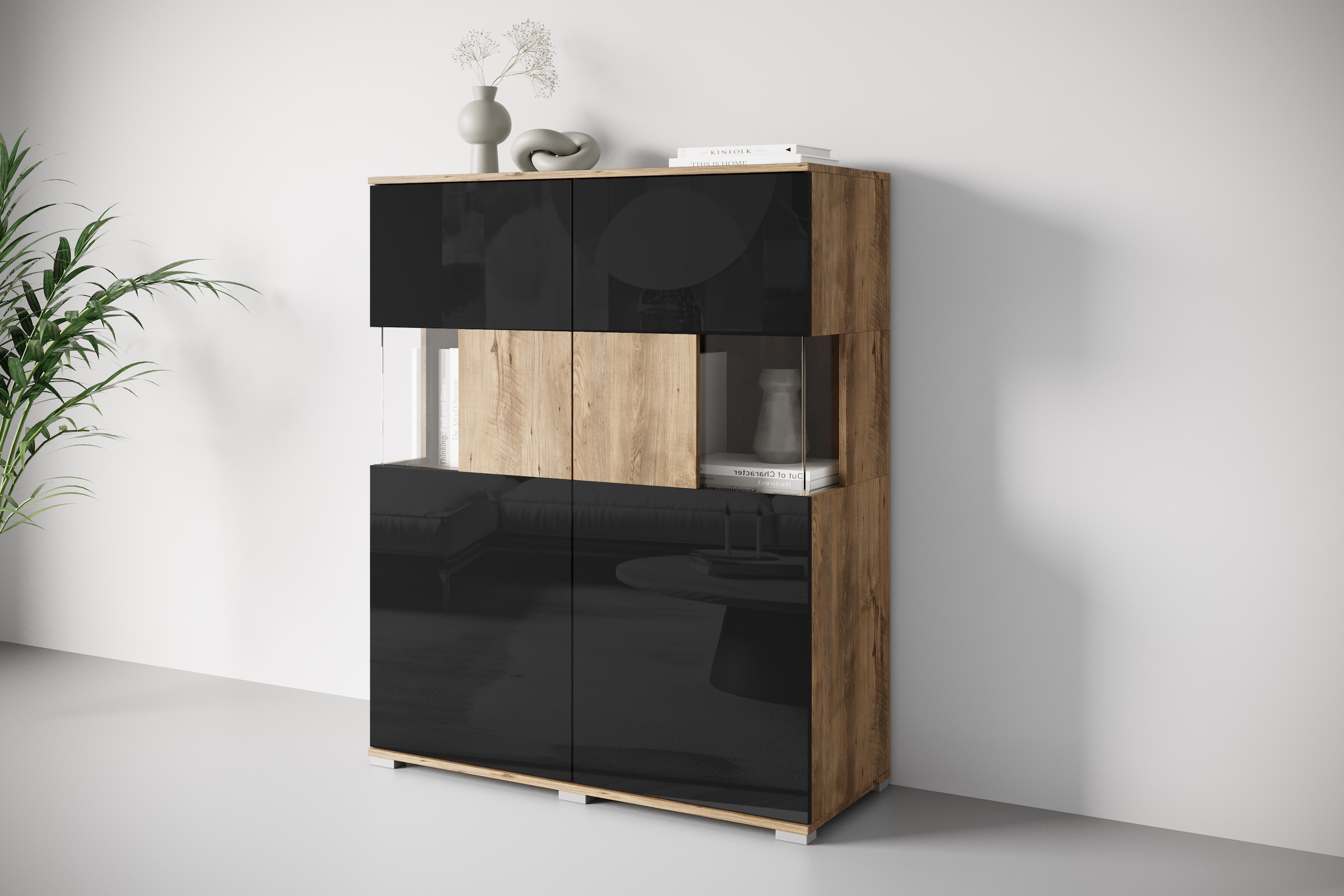 INOSIGN Highboard »Kenia«, Modernes Highboard mit Glastüren, Breite 100 cm