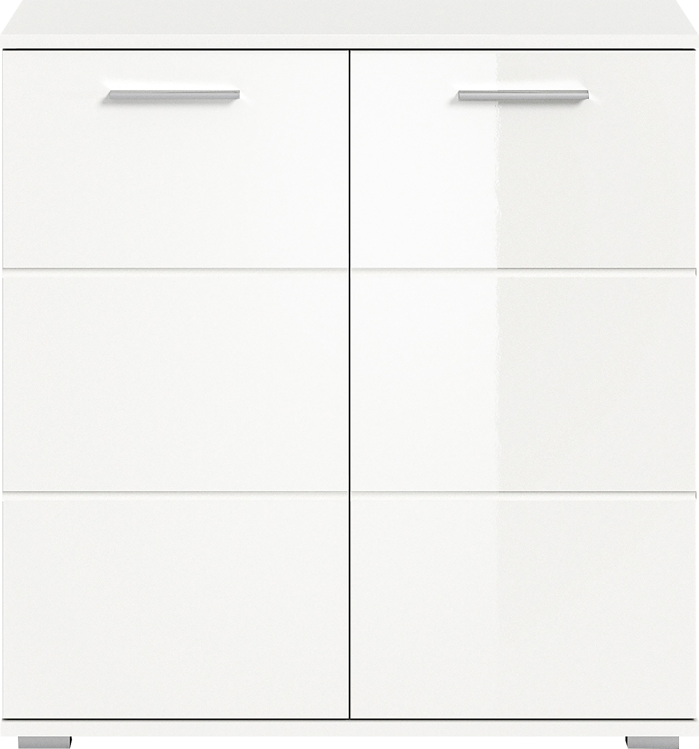 INOSIGN Kommode »Valge, Breite 80 cm, 2 Türen, 2 Einlegeböden, 3 Fächer«, Front-Rillenfräsung, Schuhkommode, Anrichte, Schrank, Sideboard