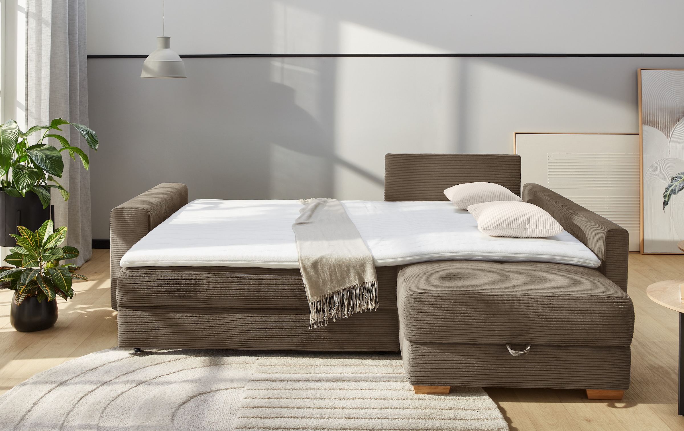 Jockenhöfer Gruppe Ecksofa »Sunset, Dauerschlafsofa mit«, Tonnentaschen-Federkern, 5cm Kaltschaumtopper, flexible montierbar