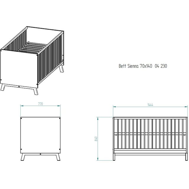 Schardt Babyzimmer-Komplettset »Sienna White«, (Set, 3 St.), Made in Germany;  mit Kinderbett, Schrank und Wickelkommode auf Raten bestellen
