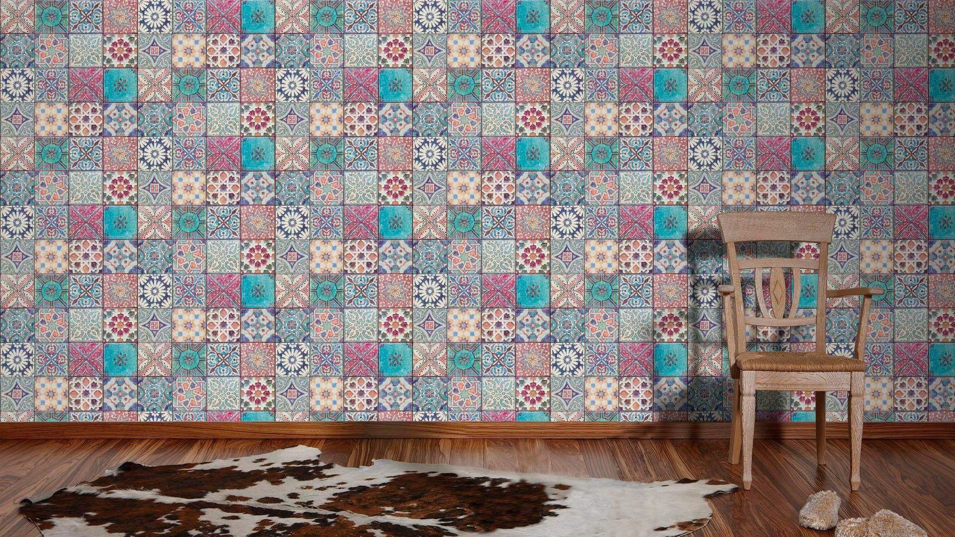 living walls Vliestapete »Neue Bude 2.0«, Strukturmuster-gemustert-Motiv, Vintage Tapete Fliesen Tapeten Wohnzimmer Schlafzimmer Küche Flur Büro