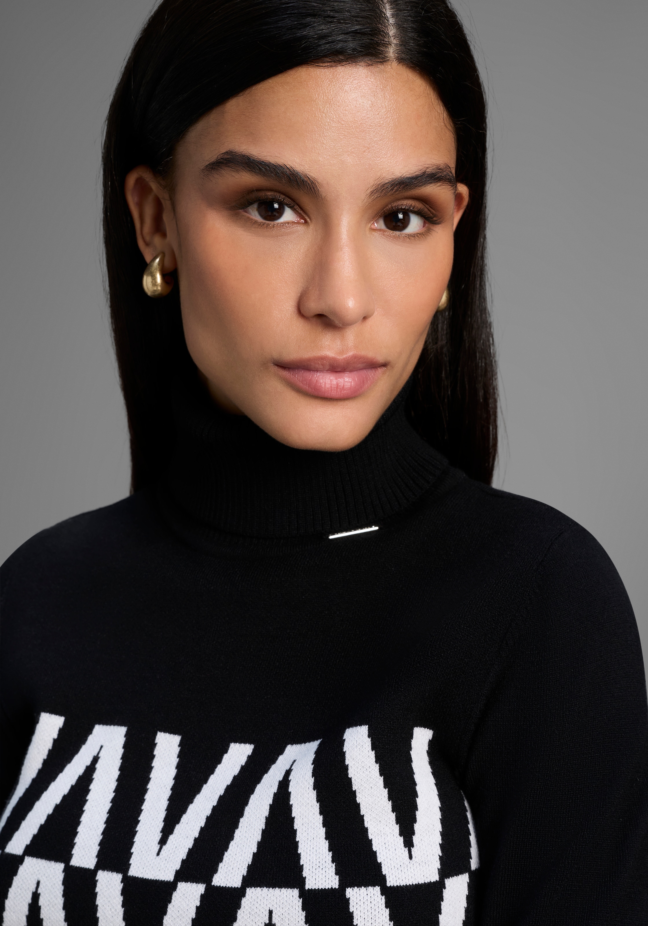 Bruno Banani Stehkragenpullover, in grafischem Strickmuster - NEUE KOLLEKTION