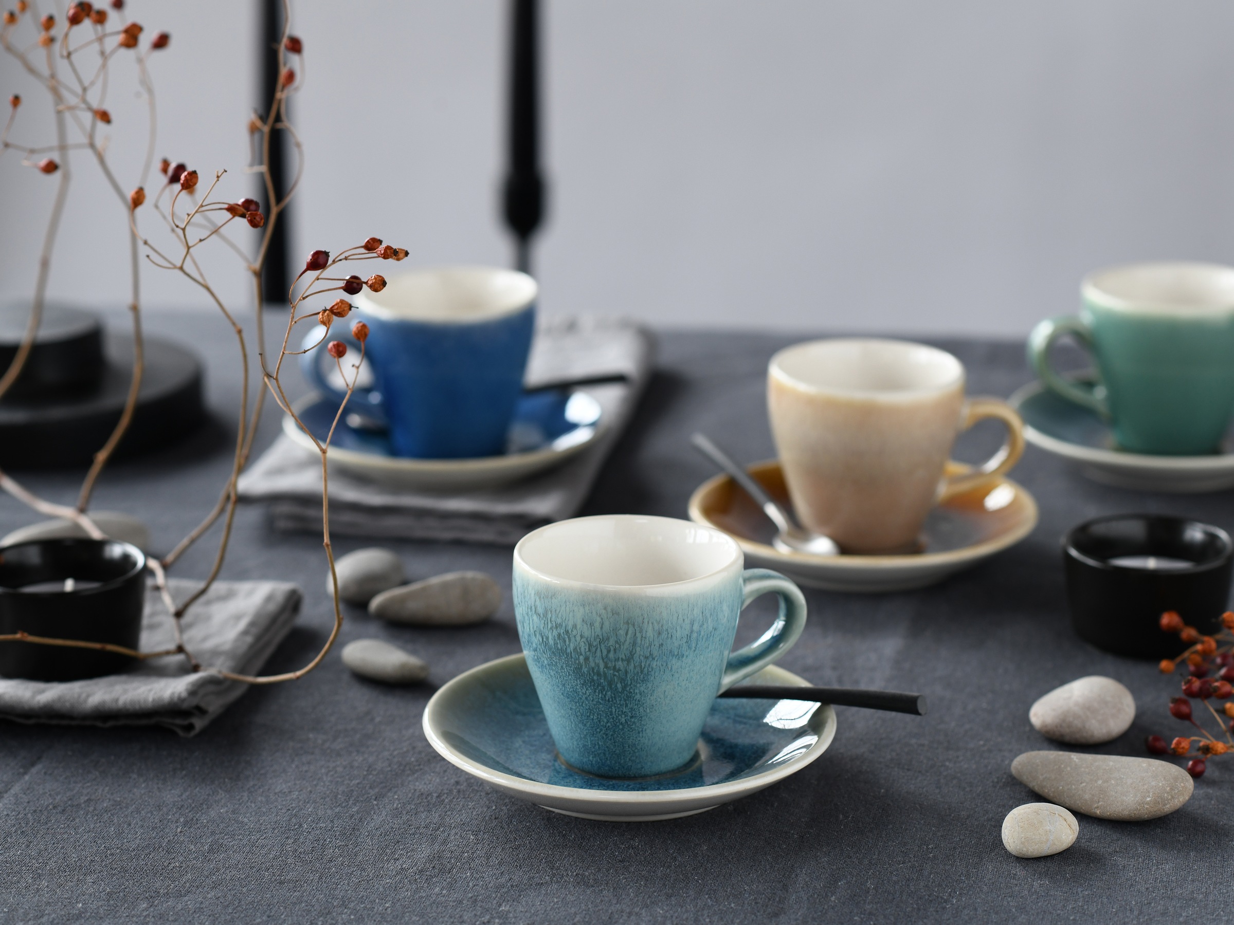 CreaTable Espressotasse »Caldera Mix, Espresso-Set, 8-tlg.«, (Set, 8 tlg.), Reaktivglasur