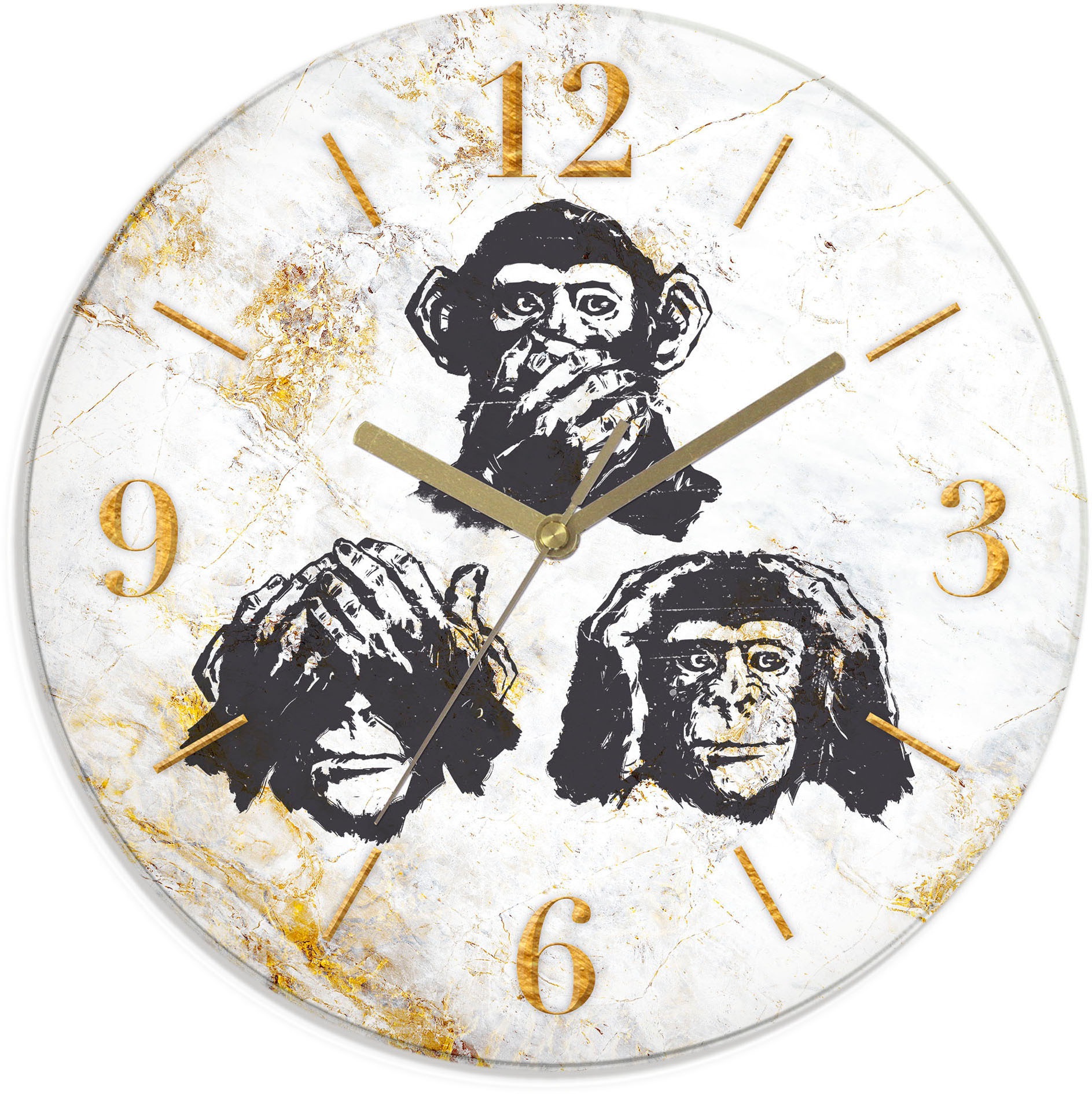 Leonique Wanduhr »Affen - Glas Ø 30cm« wahlweise mit Quarz- oder Funkuhrwer günstig online kaufen