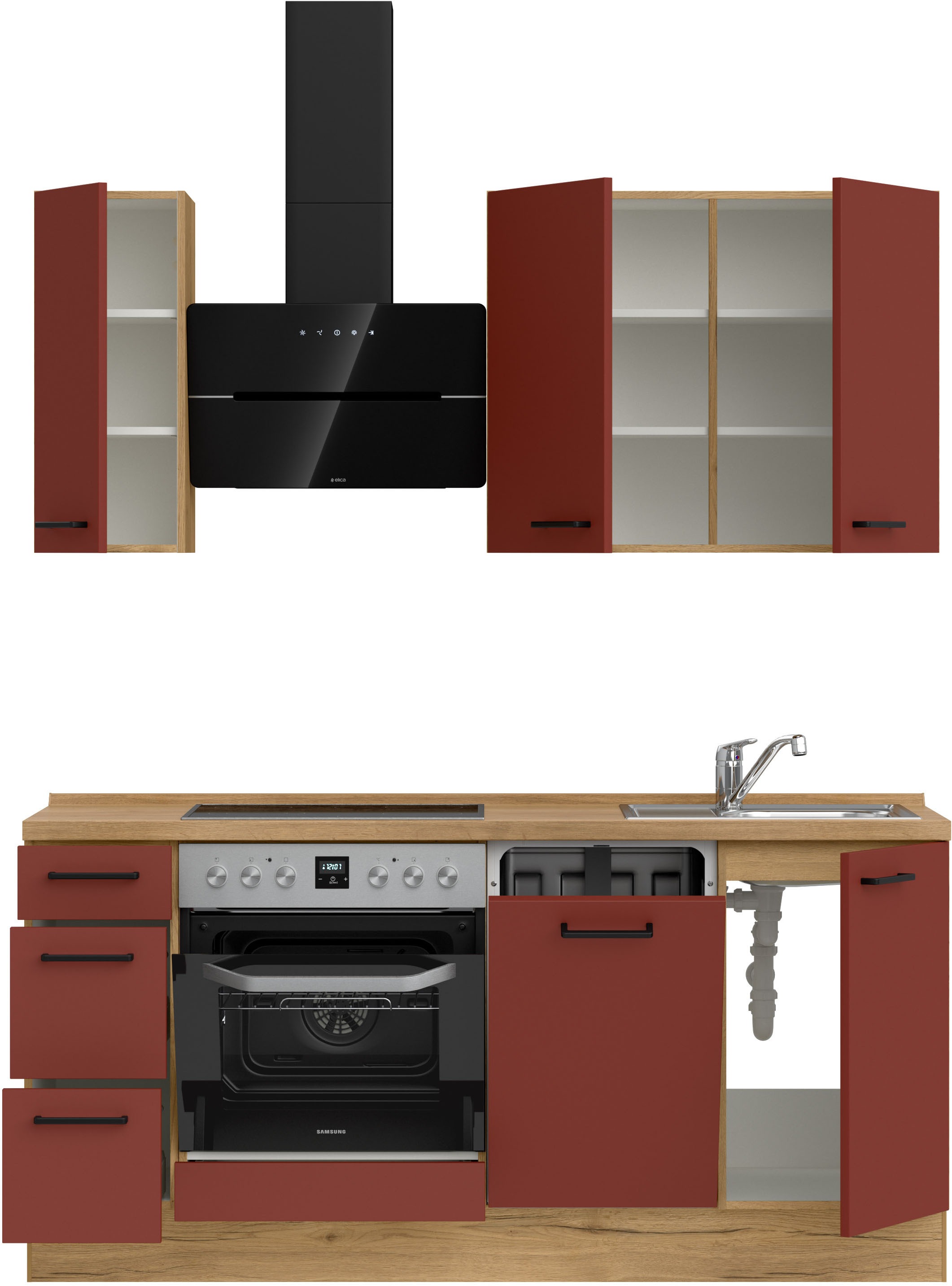 nobilia® Küchenzeile »"Easytouch II"«, vormontiert, Ausrichtung wählbar, Breite 180 cm, wahlw. mit E-Geräten