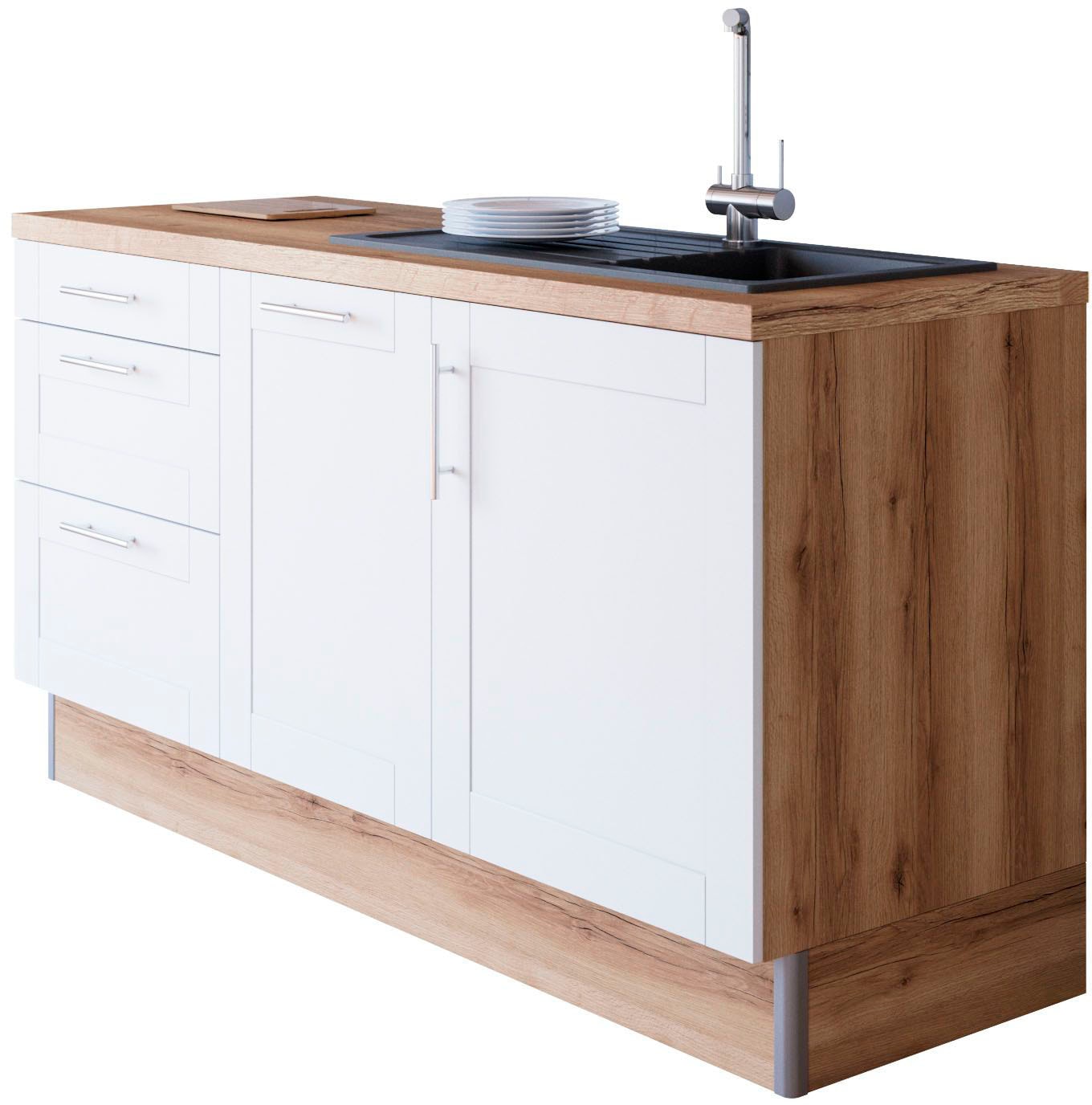 OPTIFIT Küche »Ahus«, 180 cm breit, ohne E-Geräte, Soft Close Funktion, MDF Fronten