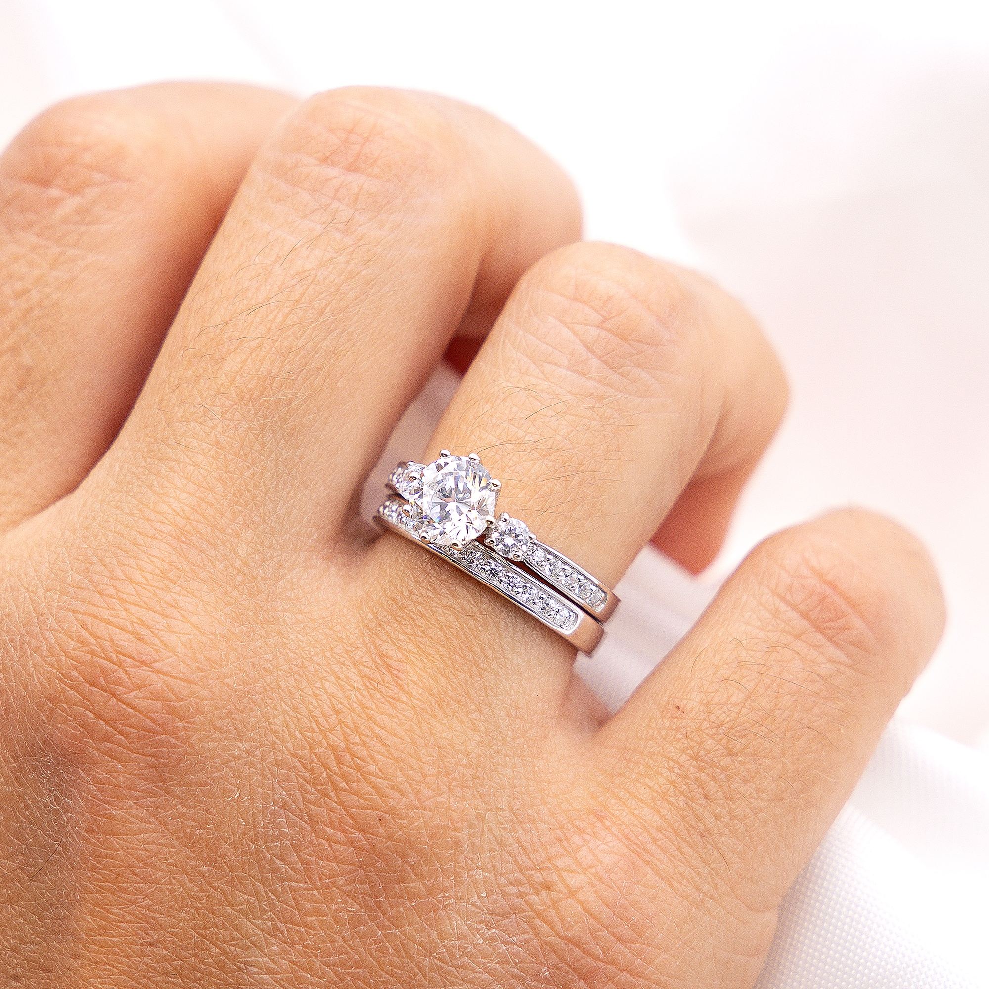Zeeme Fingerring »Silber 925 zweiteilig mit Zirkonia weiß«