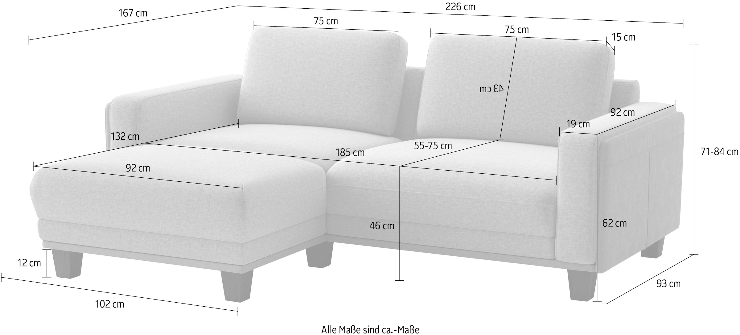 sit&more Ecksofa »Concept« Modernes Sofa in drei Fußfarben zur Auswahl