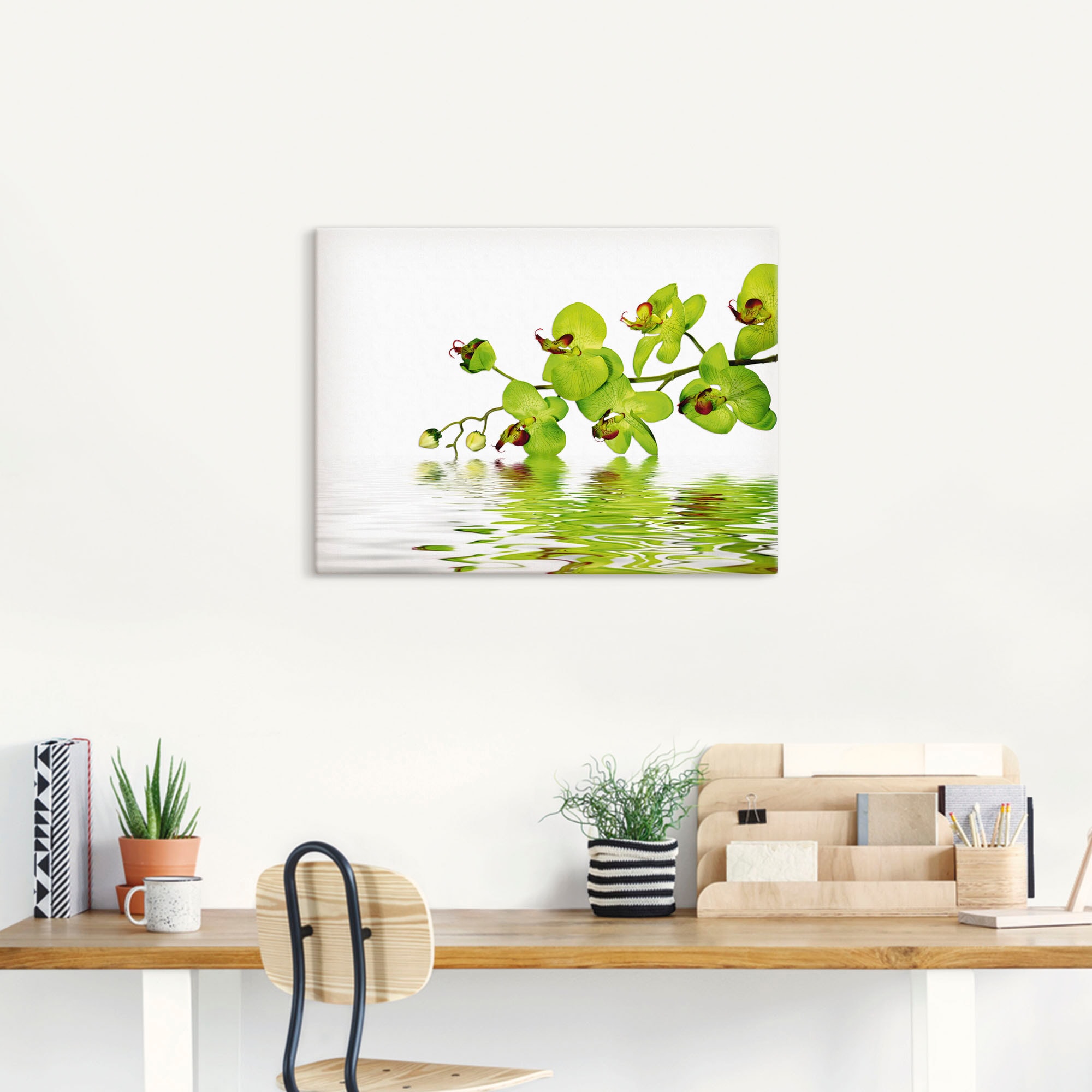 Artland Wandbild »Schöne Orchidee mit grünem Hintergrund«, Blumen, (1 St.), als Leinwandbild, Wandaufkleber in verschied. Größen