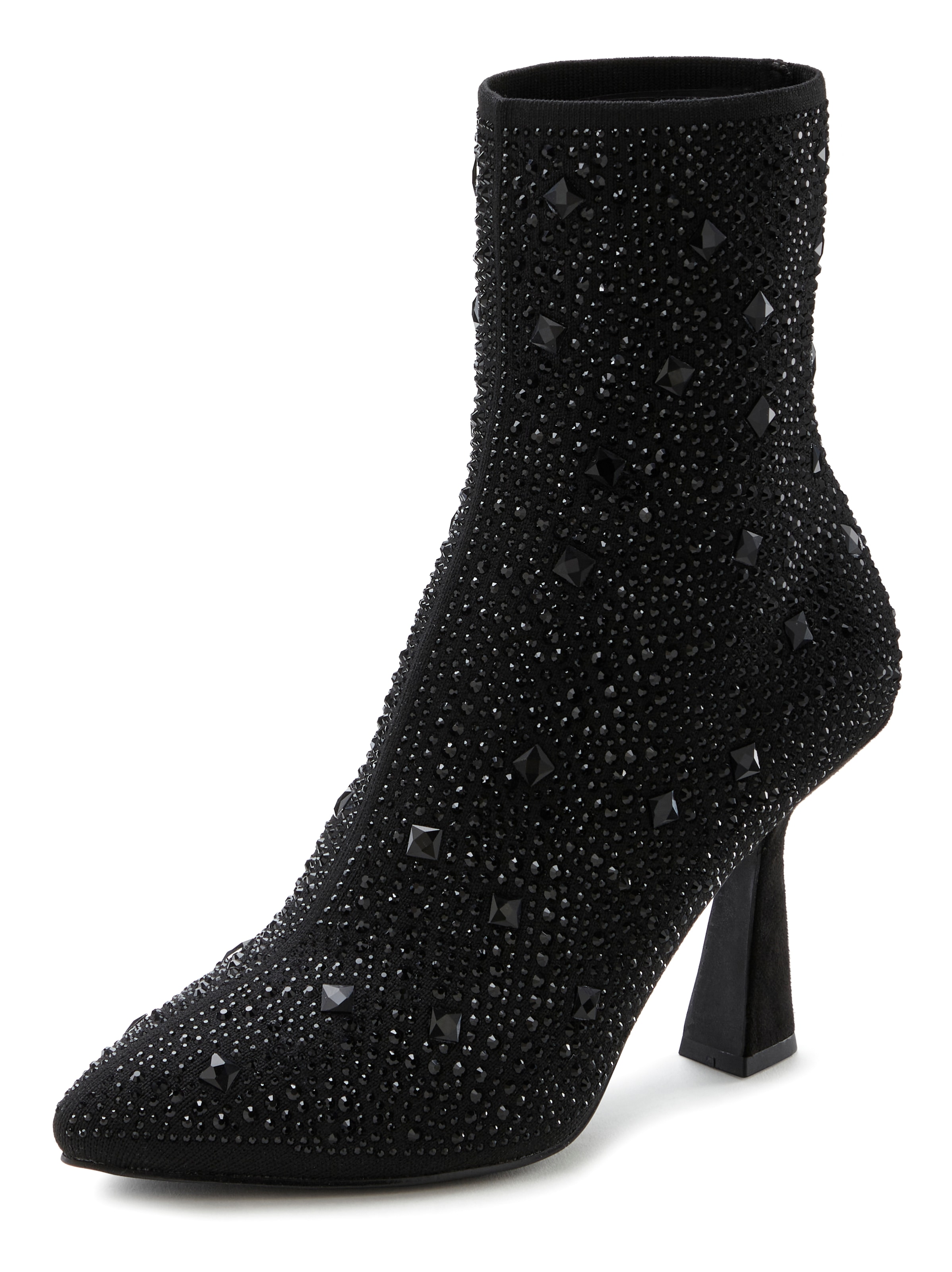 LASCANA High-Heel-Stiefelette »Sock Boot,«, Schlupf-Stiefel, Ankle Boots, elastisches Material, Schmucksteinchen