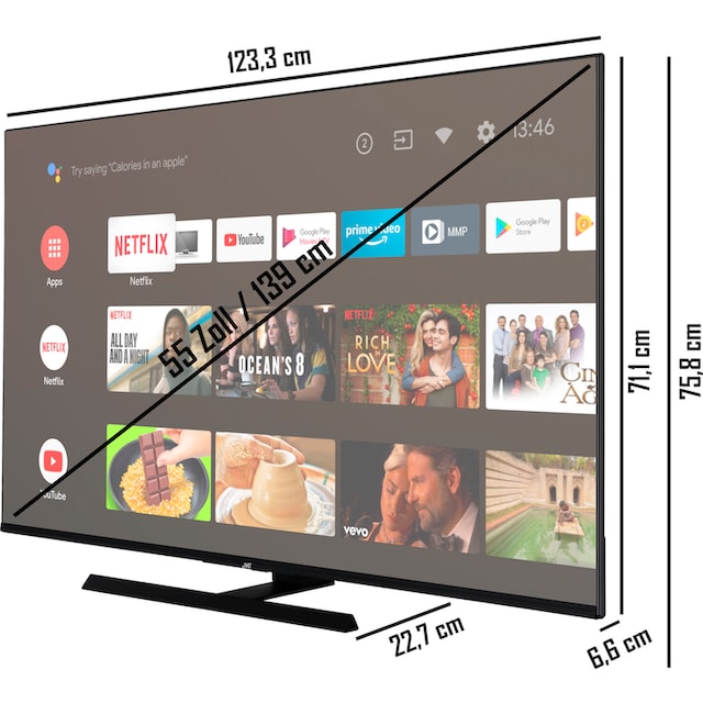 JVC QLED-Fernseher »LT-55VAQ6155«, 139 cm/55 Zoll, 4K Ultra HD, Android TV, HDR  Dolby Vision, Triple-Tuner,Google Play Store,Bluetooth auf Raten kaufen