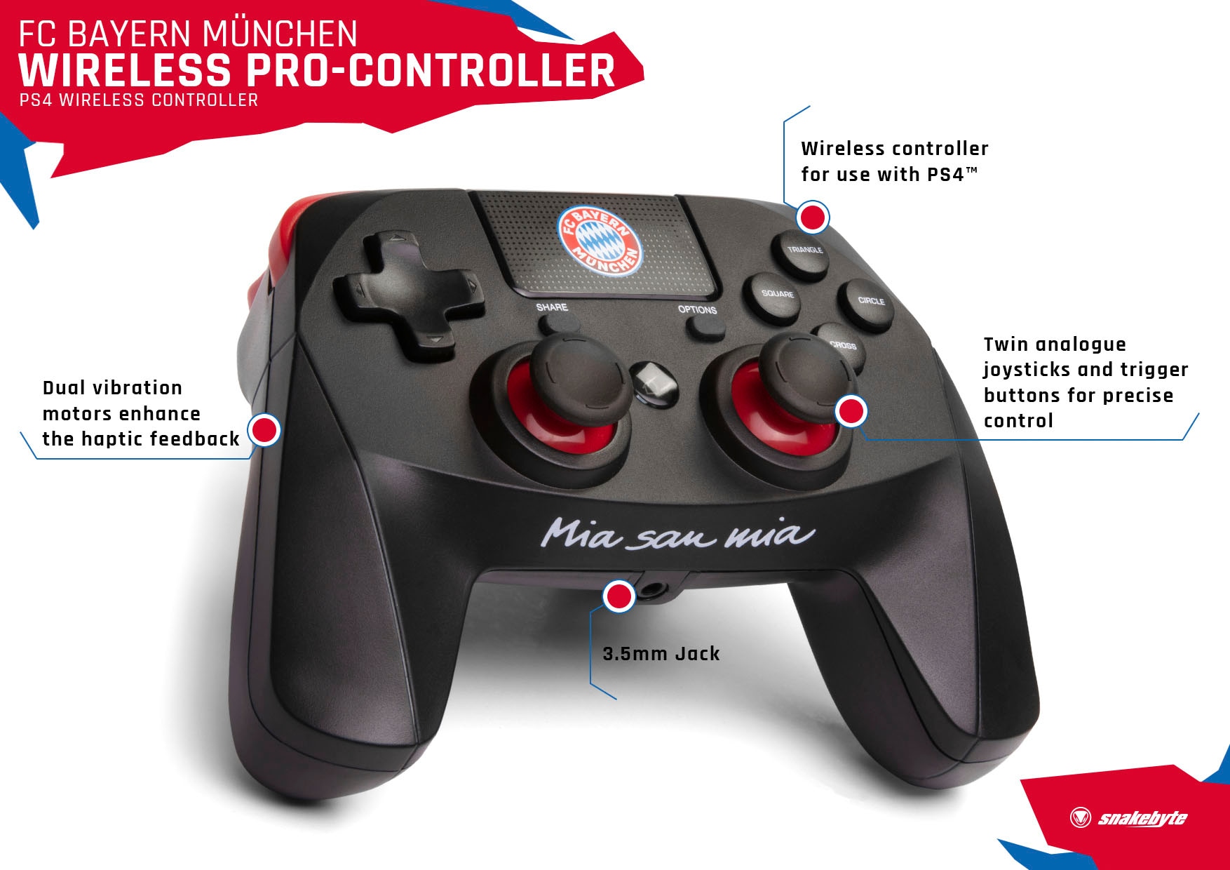 Snakebyte PlayStation 4-Controller »FC Bayern München PS4 Wireless Pro Controller«