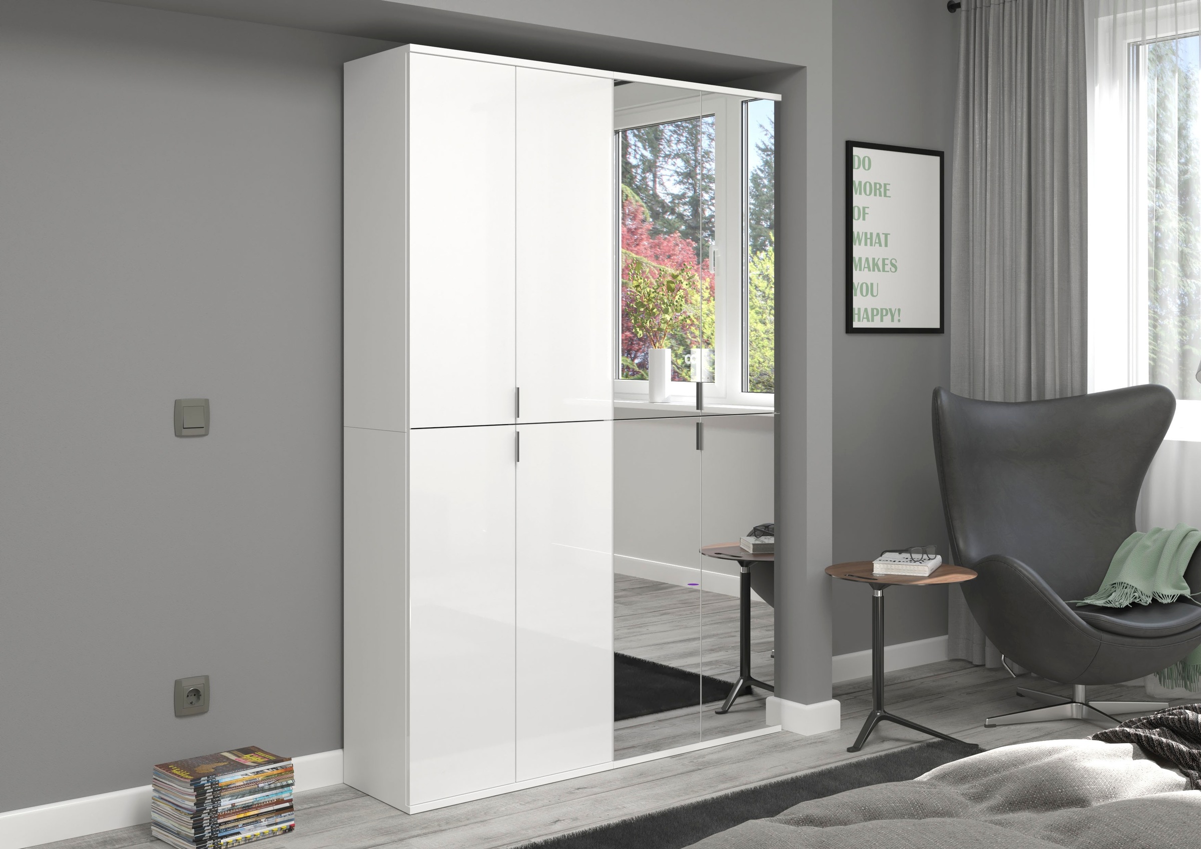 INOSIGN Garderoben-Set »Trondheim, Breite 122 cm, best. aus 2 Schränken, 8 Türen, 18 Fächer«, (Set, 2 St.), inkl. ausziehbarer Kleiderstange, Garderobenschrank, Kleiderschrank