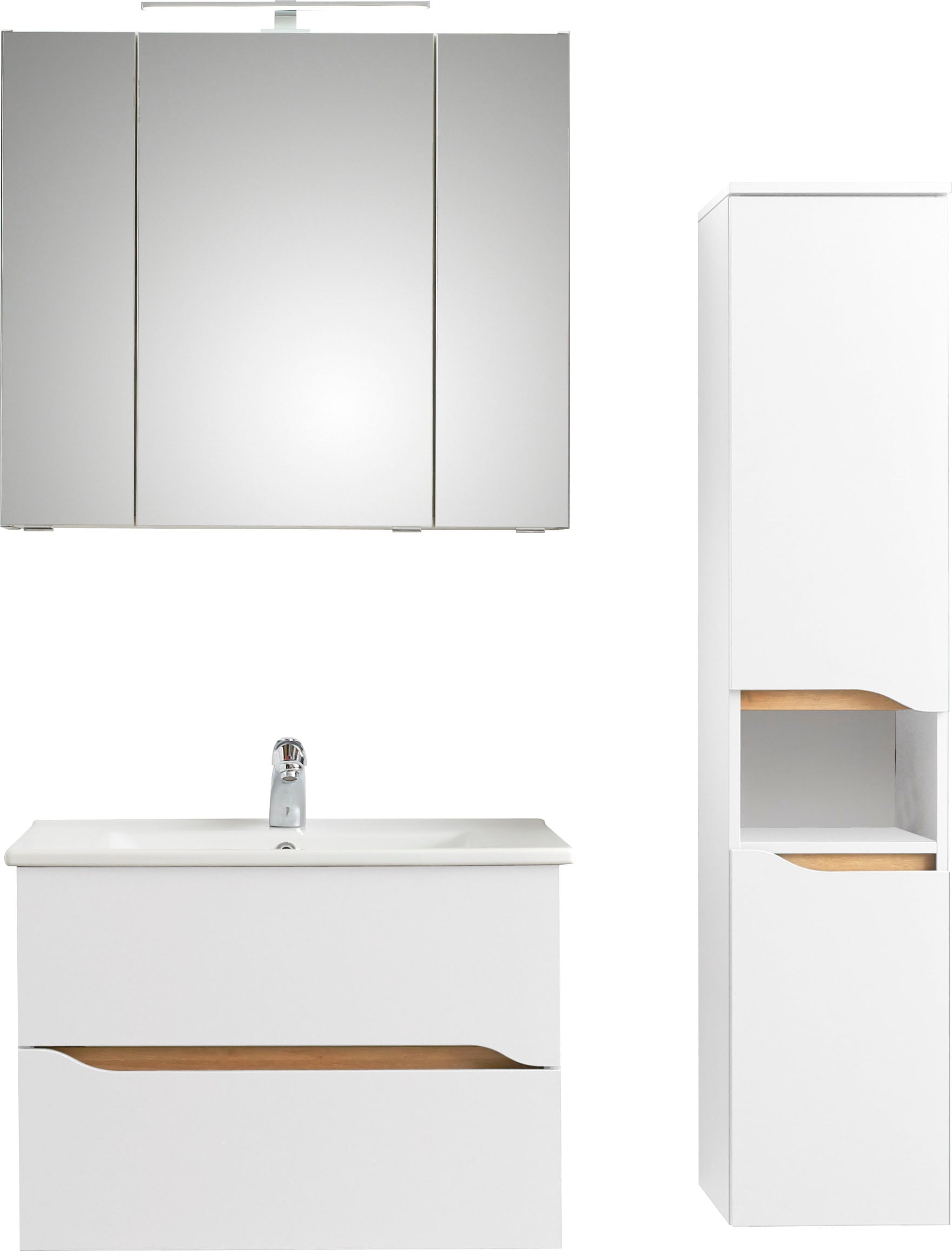 Saphir Badmöbel-Set »Quickset 3-teilig, Keramikwaschtisch mit LED-Spiegelsc günstig online kaufen