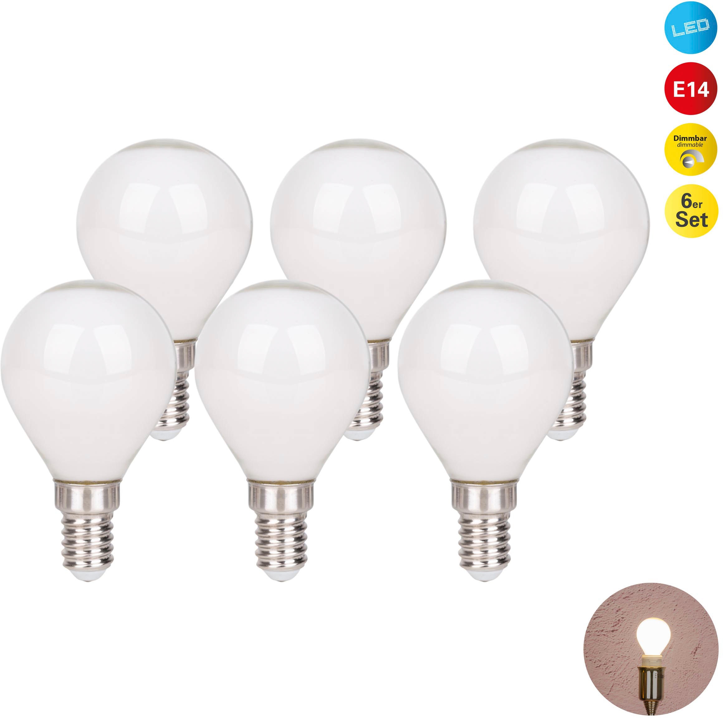 NÄVE LED-Leuchtmittel "Daffy" weiß, Ø:4,5cm, Leuchtmittel, 6er Set, LED-Leuchtmittel