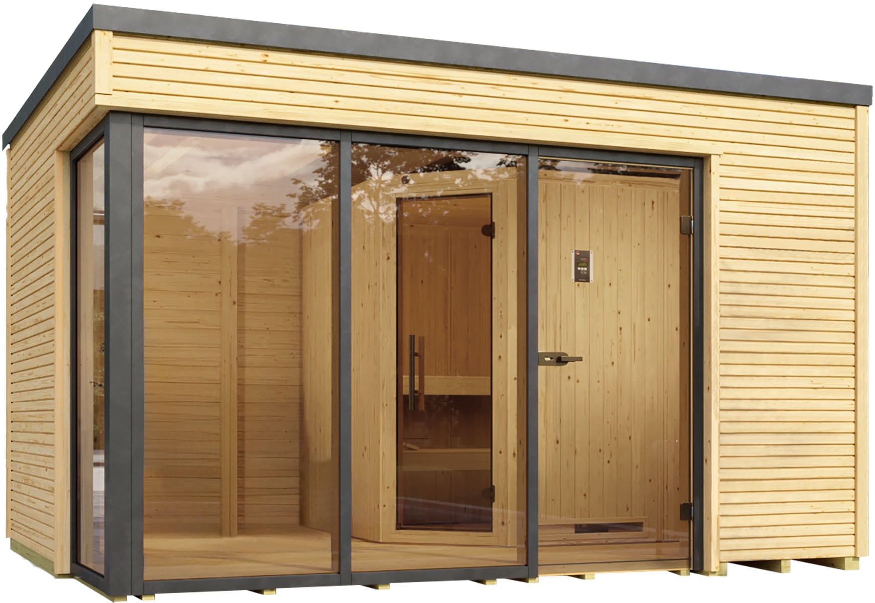 weka Saunahaus »Design-Saunahaus Cubilis«, Blockbohlen, modernes wekaLine-Profil