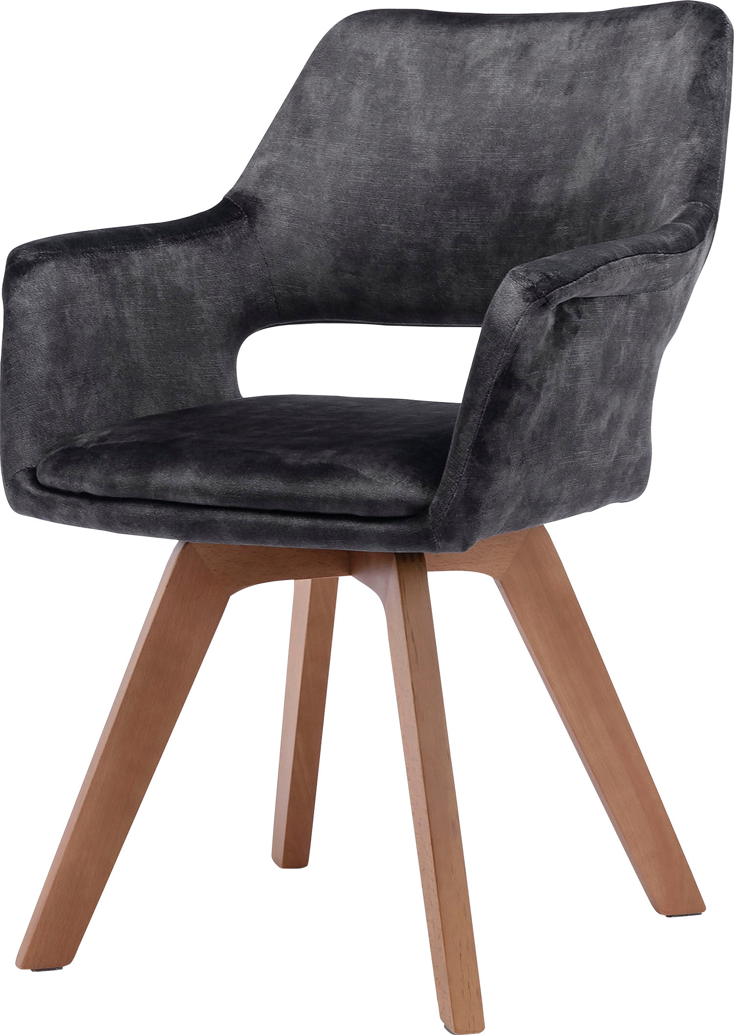 byLIVING Esszimmerstuhl »Klara«, (Set), 2 St., Samtstoff Velvet, 2er-Set, gepolstert mit hochwertigem Vintage-Samt, 360 Grad drehbar