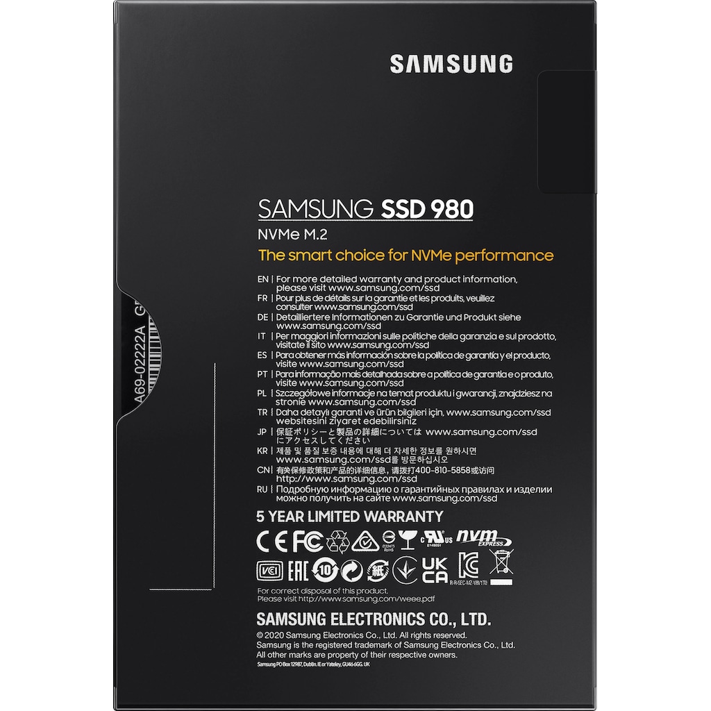 Samsung interne SSD »SSD 980«, Anschluss M.2 PCIe 3.0