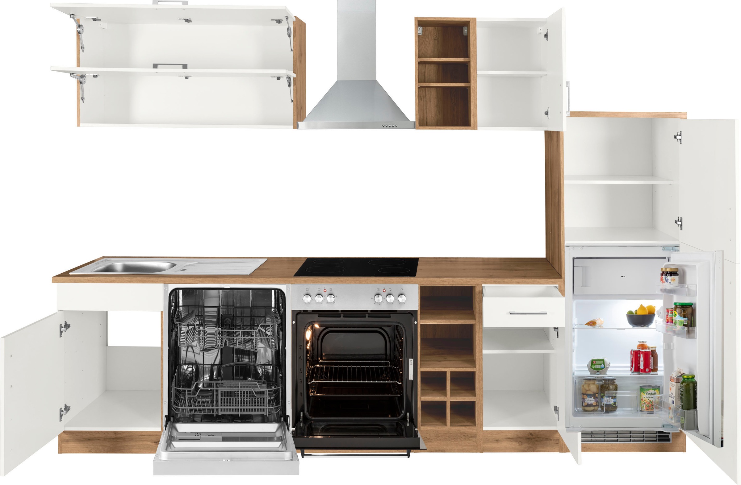 KOCHSTATION Küchenzeile »KS-Colmar«, mit E-Geräten, Breite 300 cm