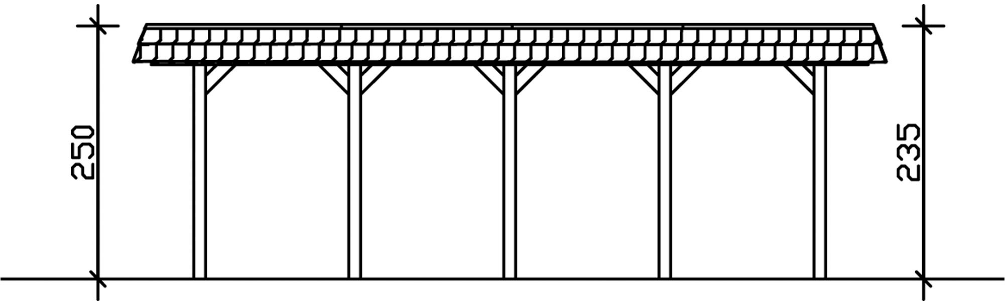 Skanholz Doppelcarport »Spreewald« Massivholz 530 cm Grün mit Aluminiumdach, rote Blende