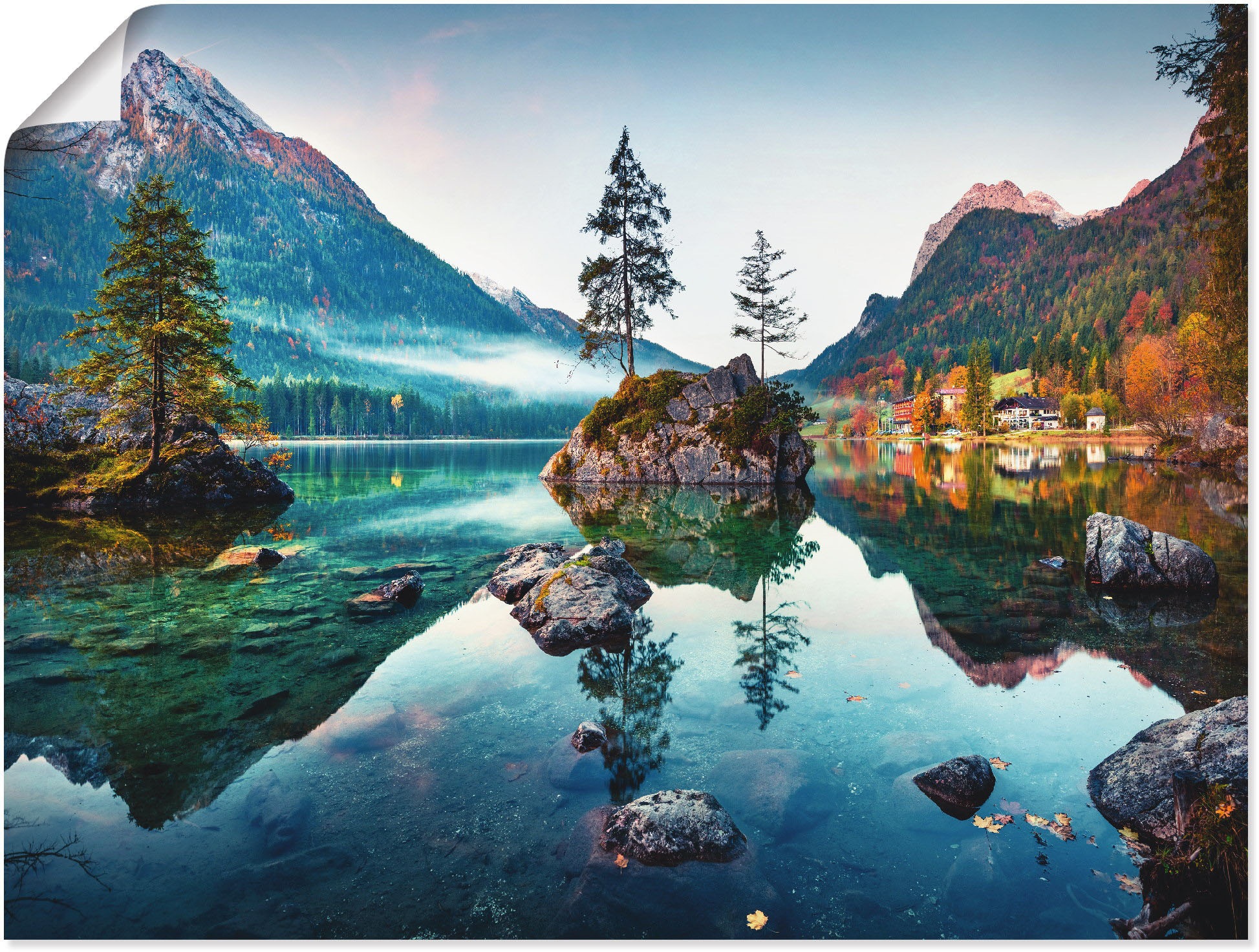 Artland Wandbild »Herbstszene des Hintersee vor Alpen« Seebilder 1 Stk. tlg günstig online kaufen