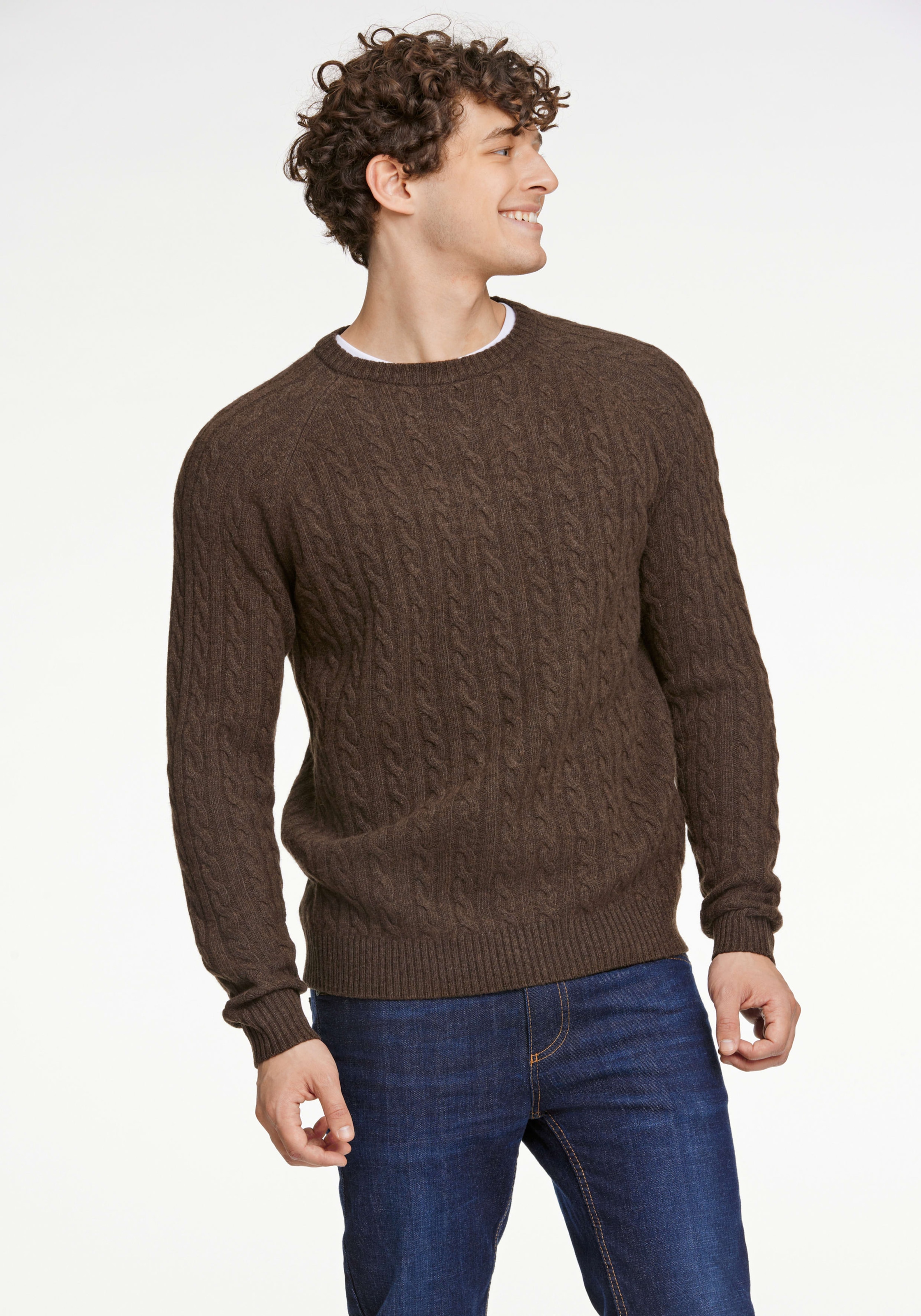 LINDBERGH Strickpullover mit Zopfmuster, hoher Wollanteil