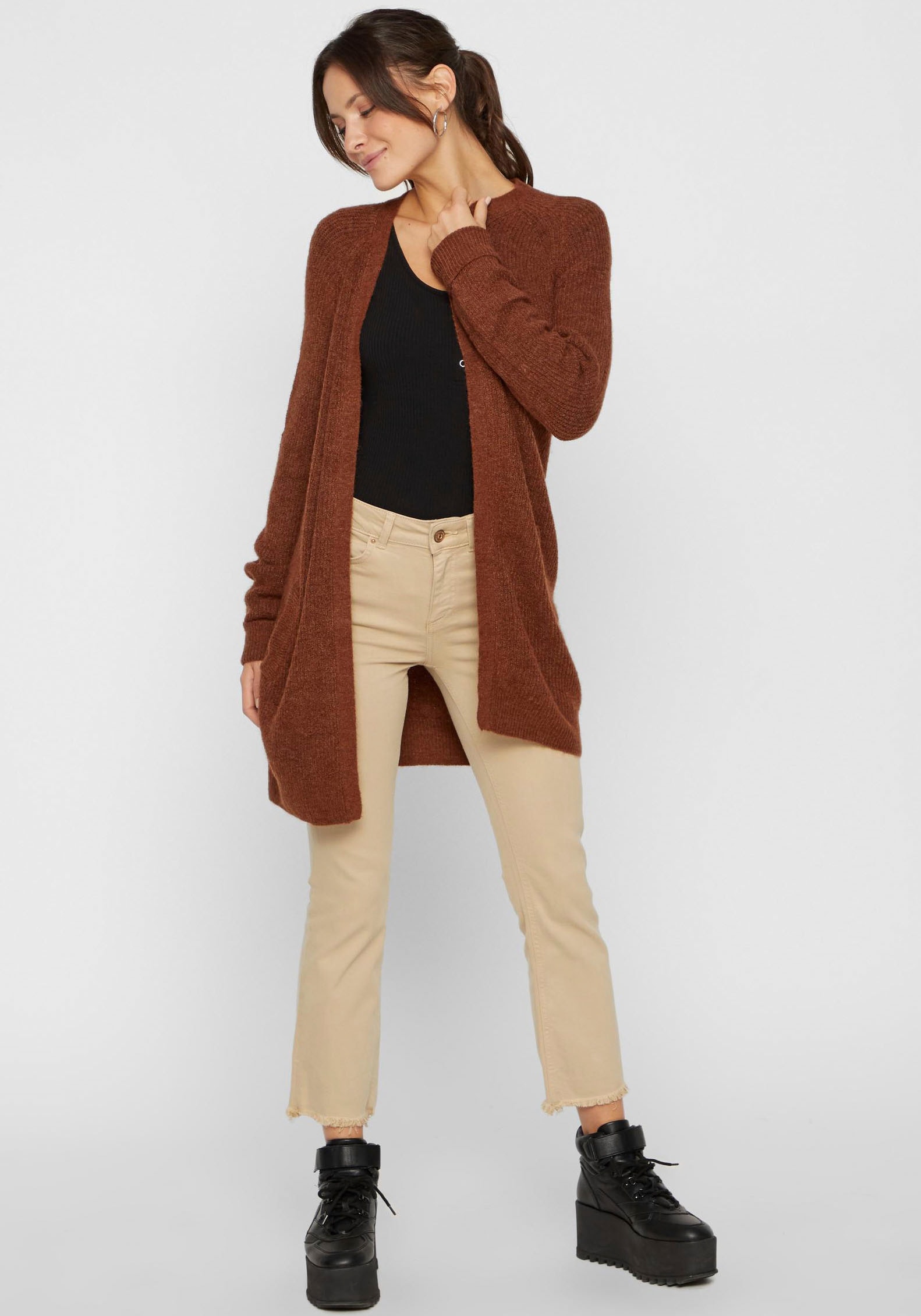 pieces Langarmshirt »PCKITTE LS TOP NOOS BC« Baumwollmischung, slim fit