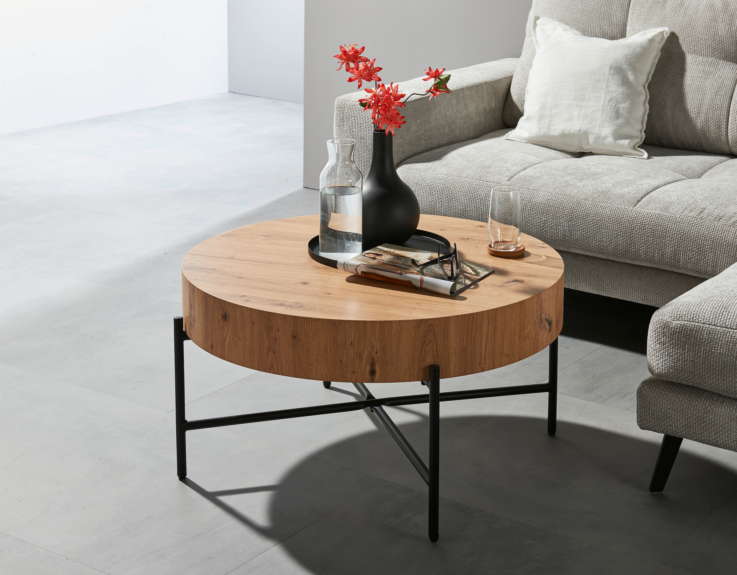 Stolkom Couchtisch »Antonia Couchtisch Ø/H 80x42 cm« 1 Stk. tlg. Durchmesser 80, 4-Fuß Metallgestell