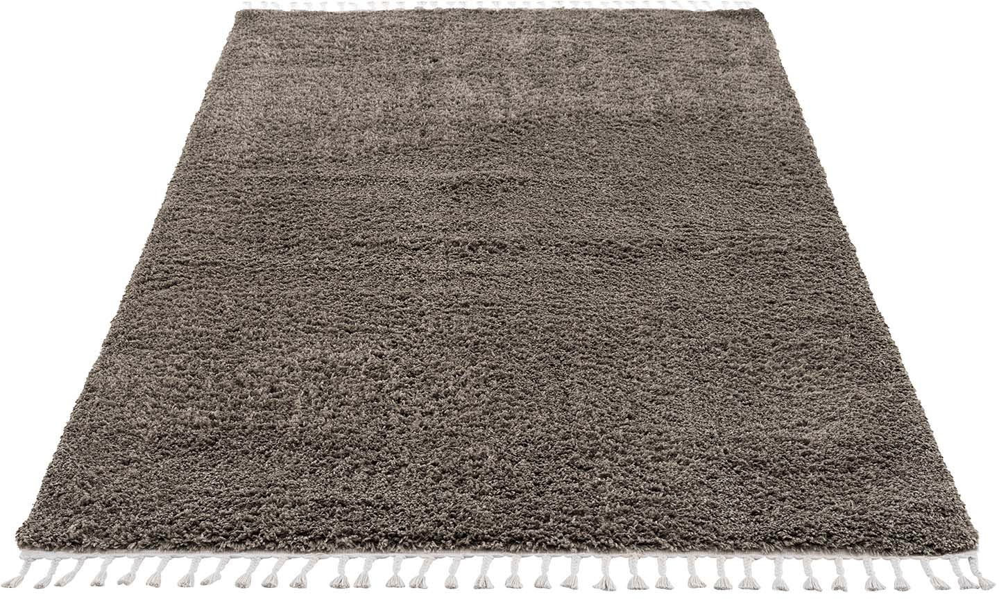 Carpet City Hochflor-Teppich »Pulpy 100«, rechteckig, 30 mm Höhe, Läufer, weich, mit Fransen, uni, viele Größen, Wohnzimmer, Schafzimmer