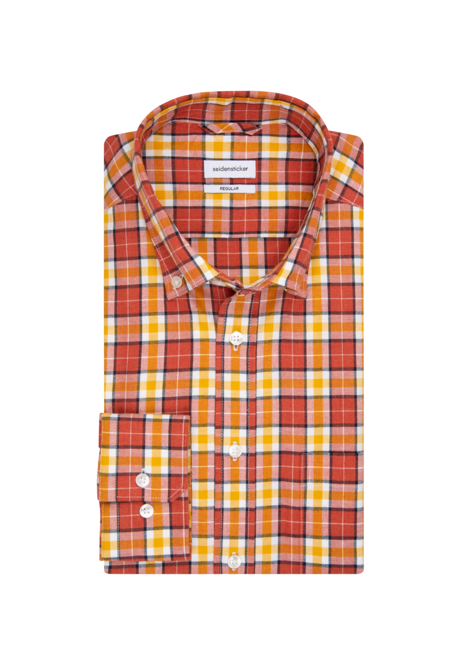seidensticker Flanellhemd »Regular«, Regular Langarm Button-Down-Kragen Karo