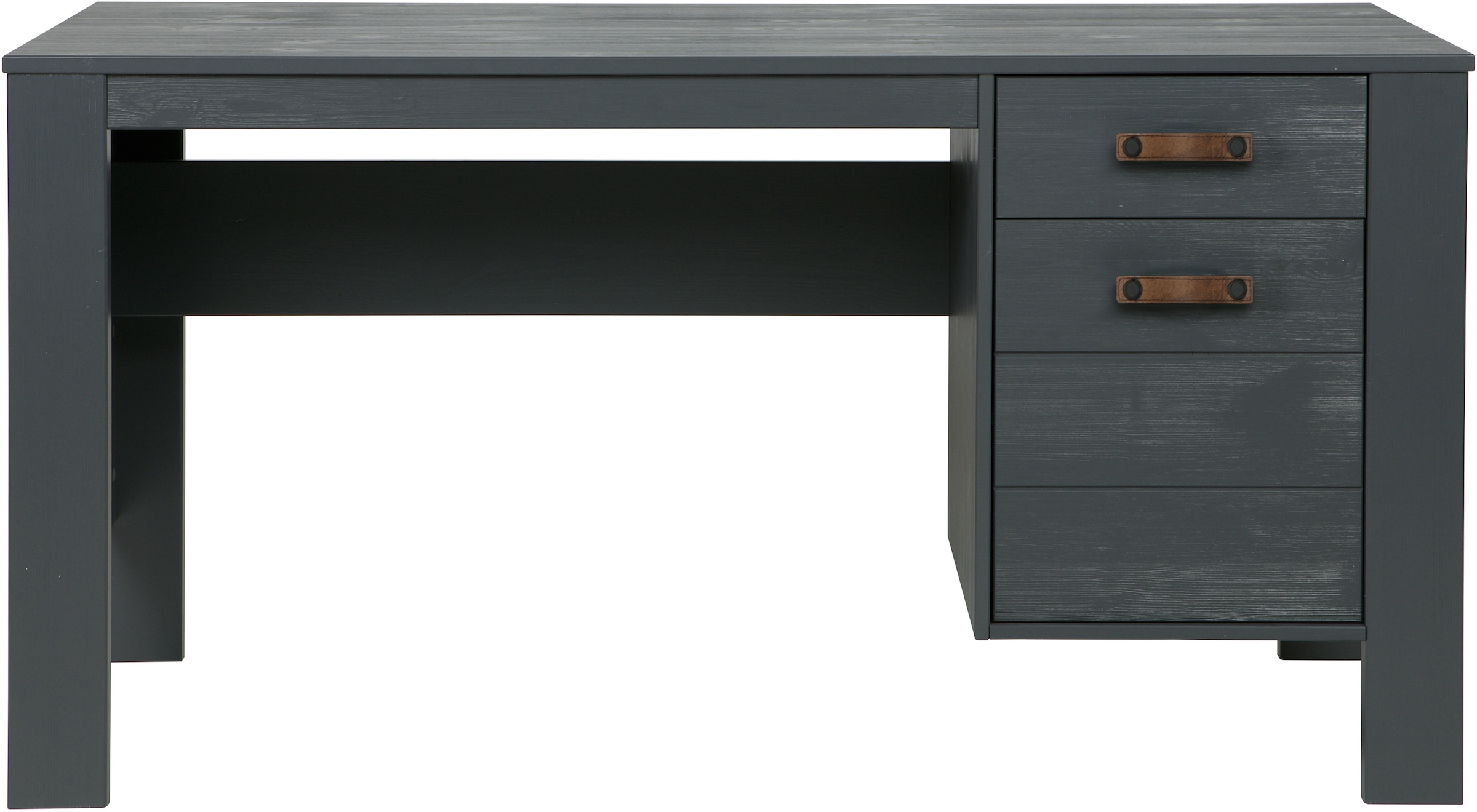 WOOOD Schreibtisch »Julius FSC®-Kiefernholz, gebürstet, mit zwei Schubladen 141x59x74 cm« Gebürstete Oberfläche, sichtbare Maserung, wasserbasiert lackiert