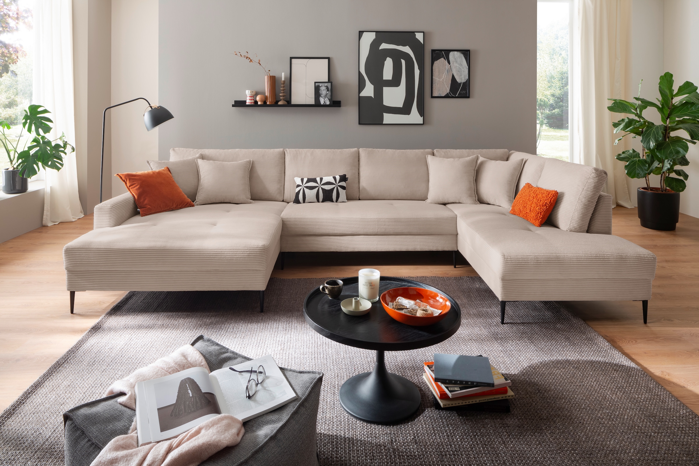 Trends by HG Wohnlandschaft »Summer U-Form« in Cord-Stoff mit Metallfuß günstig online kaufen