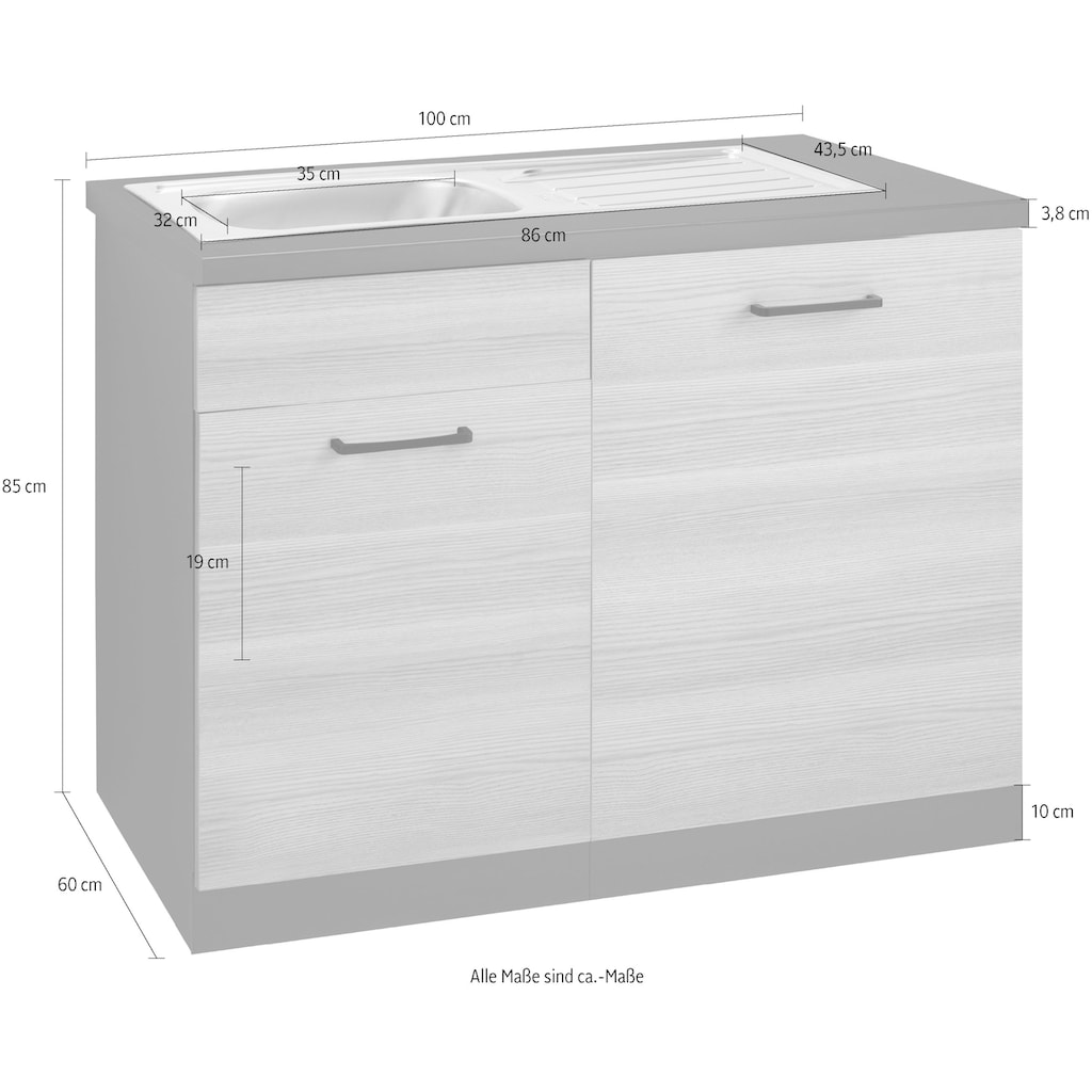 wiho Küchen Spülenschrank »Esbo«, 110 cm breit, inkl. Tür/Sockel für Geschirrspüler