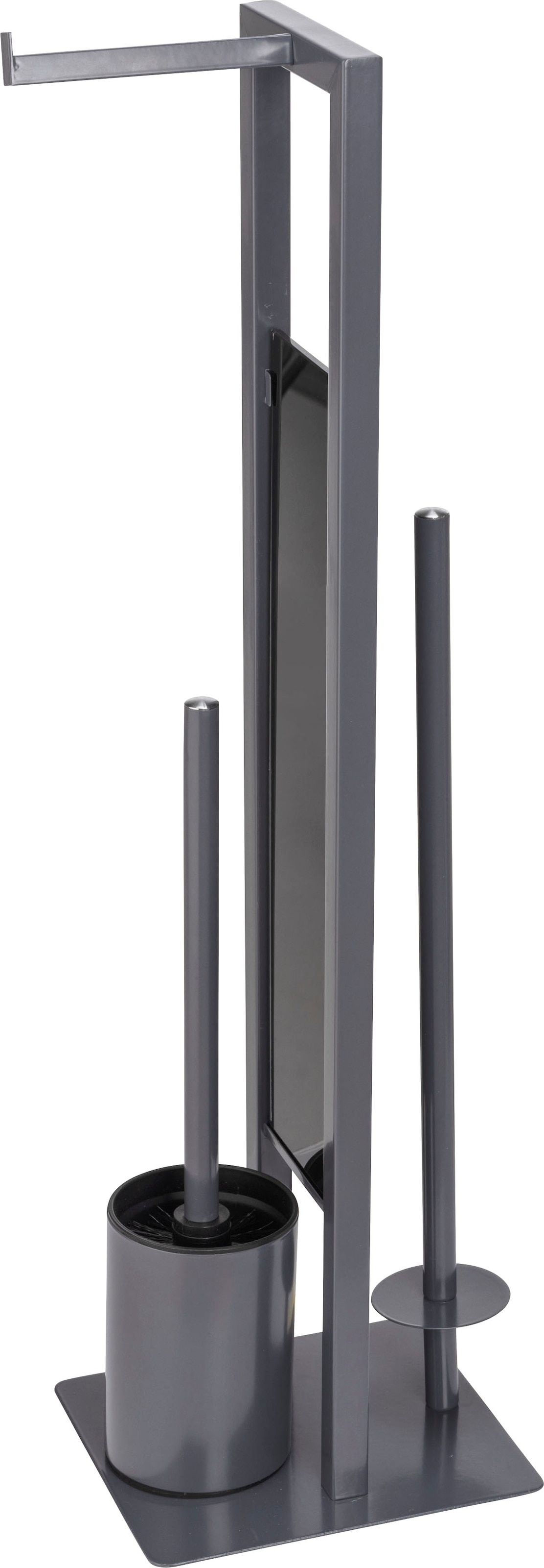 WENKO WC-Garnitur »Rivalta«, aus Stahl-Glas-Polypropylen, grau, Platte aus Sicherheitsglas