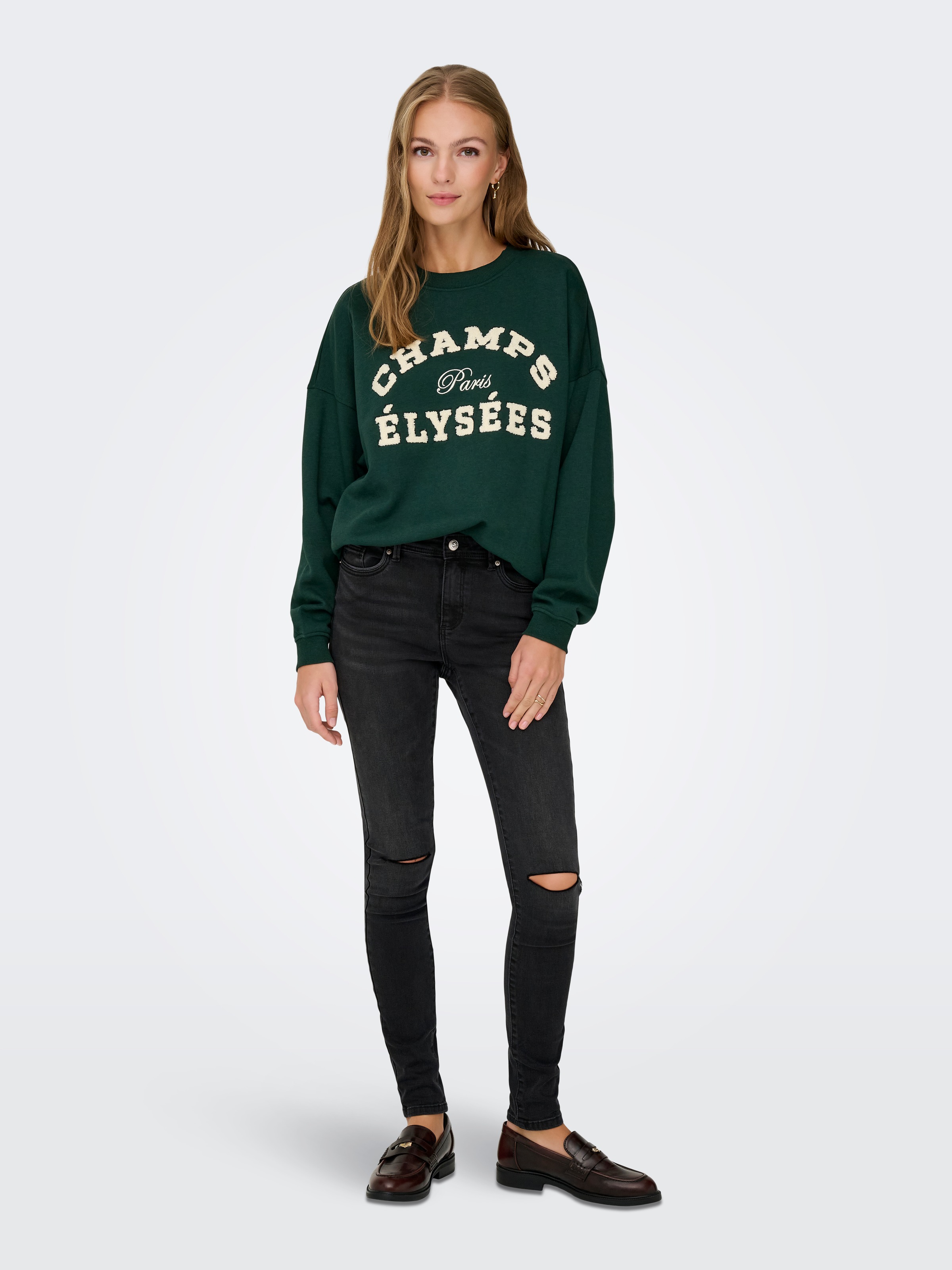 JDY Sweatshirt »JDYMESA L/S O-NECK EMB SWEAT JRS NOOS«, Baumwollmischung, regular fit
