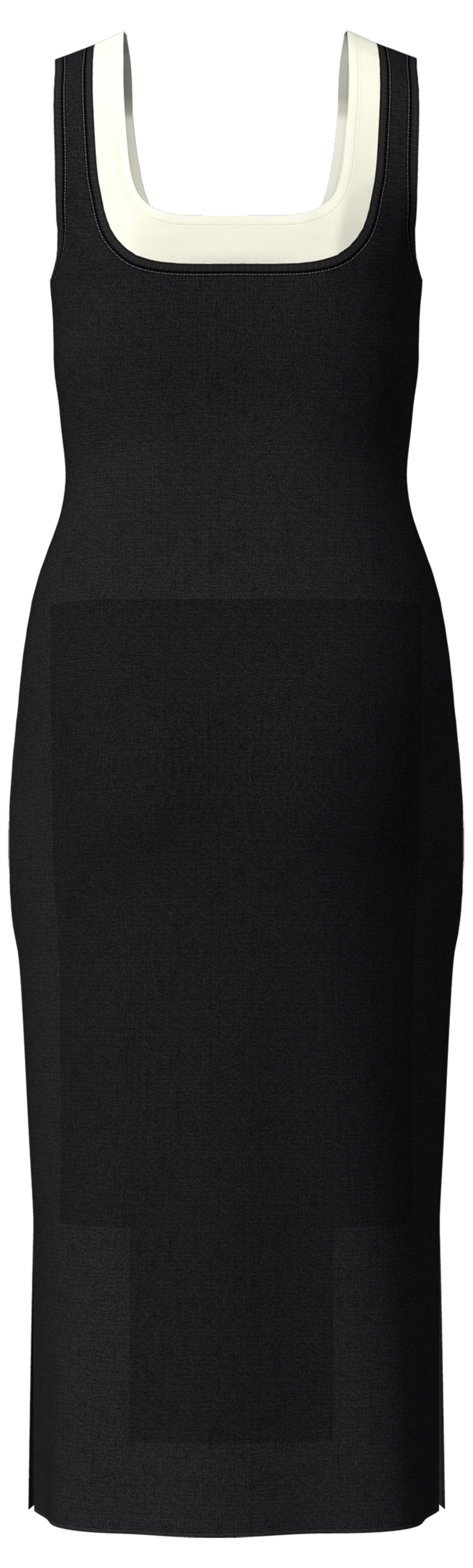 Calvin Klein Jeans Midikleid Ohne Tasche Körpernahe Passform mit tiefem Rundhalsausschnitt