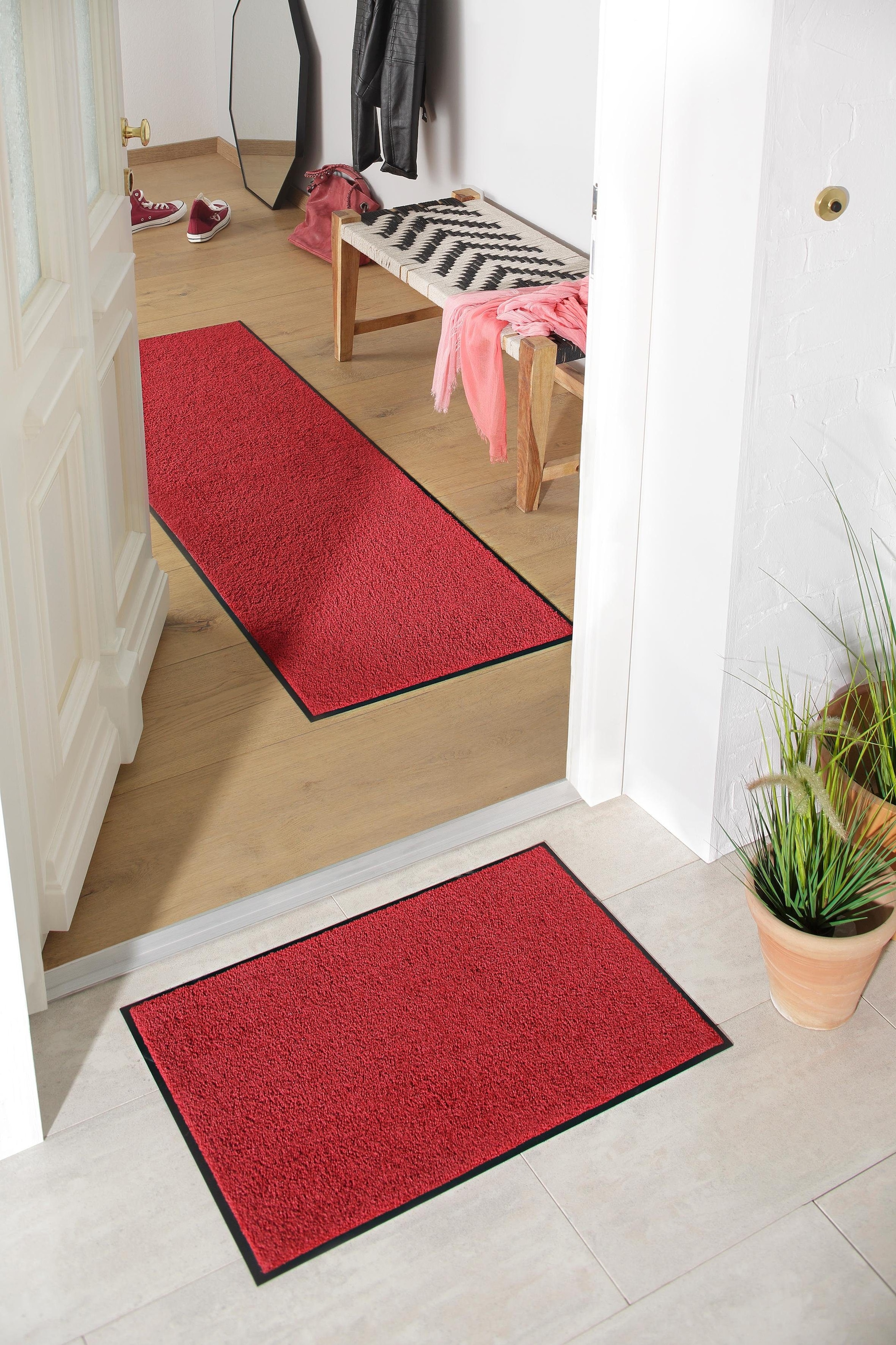 my home Fußmatte »Lavea«, rechteckig, 9 mm Höhe, Schmutzfangmatte, Uni-Farben, In- und Outdoor-Teppich, waschbar