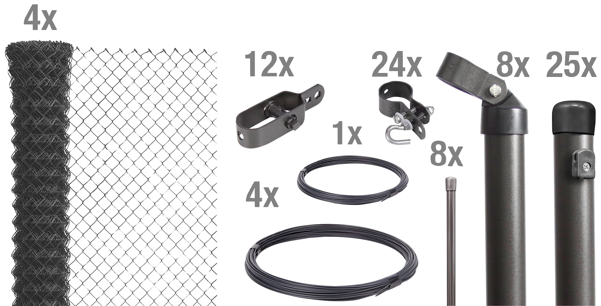 ALBERTS Maschendrahtzaun Höhe: 80 - 200 cm, Gesamtlänge: 15 - 100 m, zum Einbetonieren grau