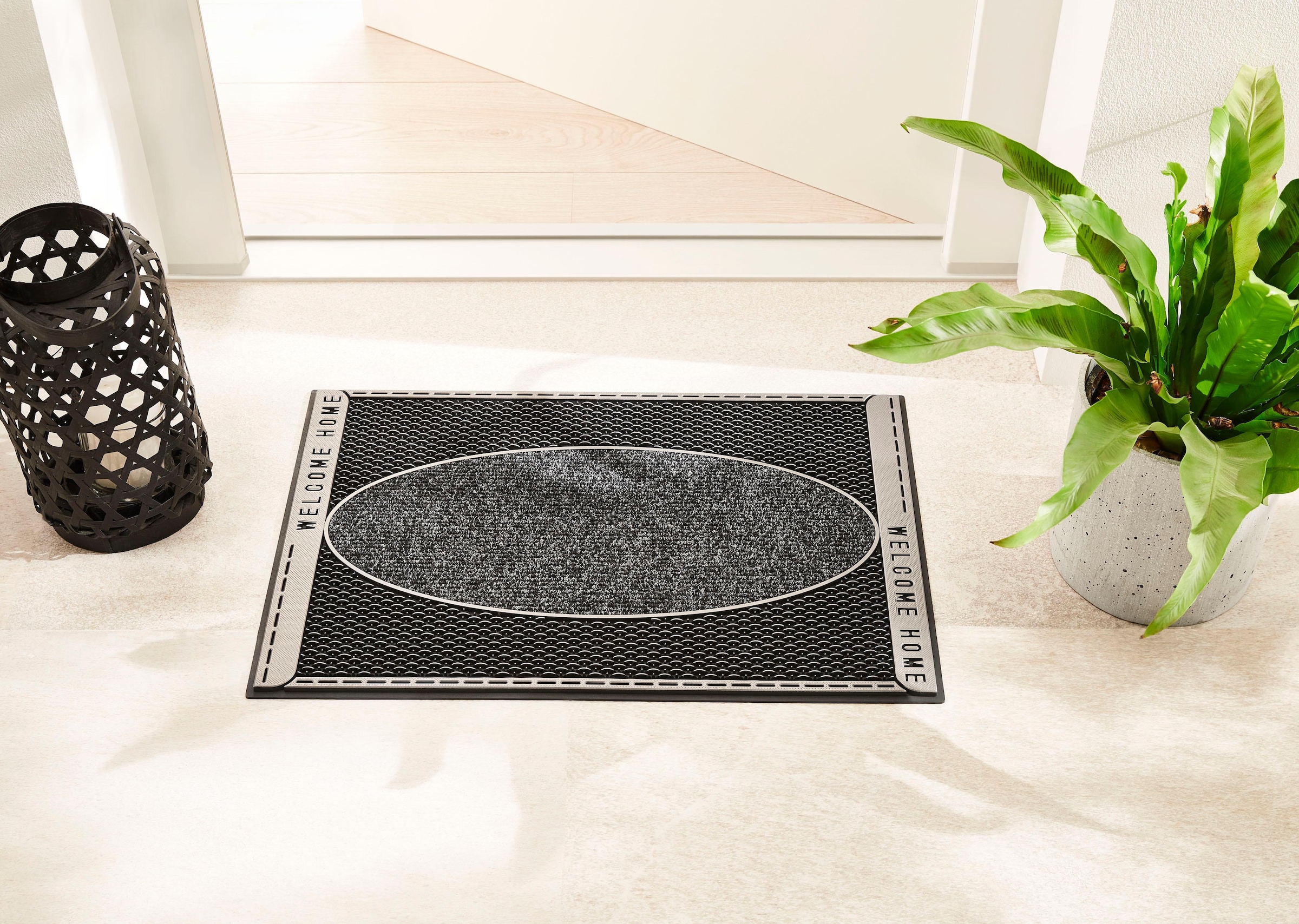 Home2Fashion Fußmatte »DC Clean Welliton, Welcome«, rechteckig, 8 mm Höhe, Schmutzfangmatte, mit Spruch, robust, In- und Outdoor geeignet