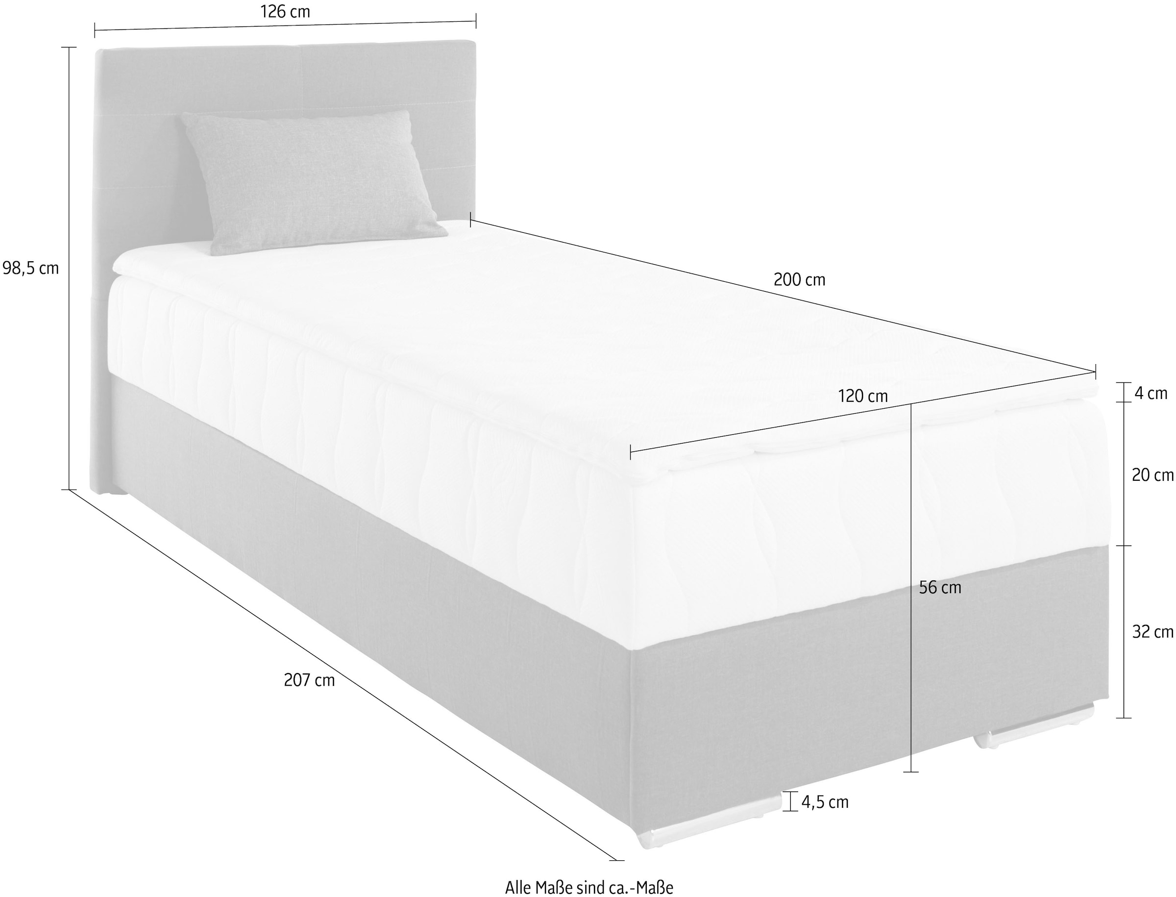 COTTA Boxspringbett Tom, mit Bettkasten, Topper und Zierkissen