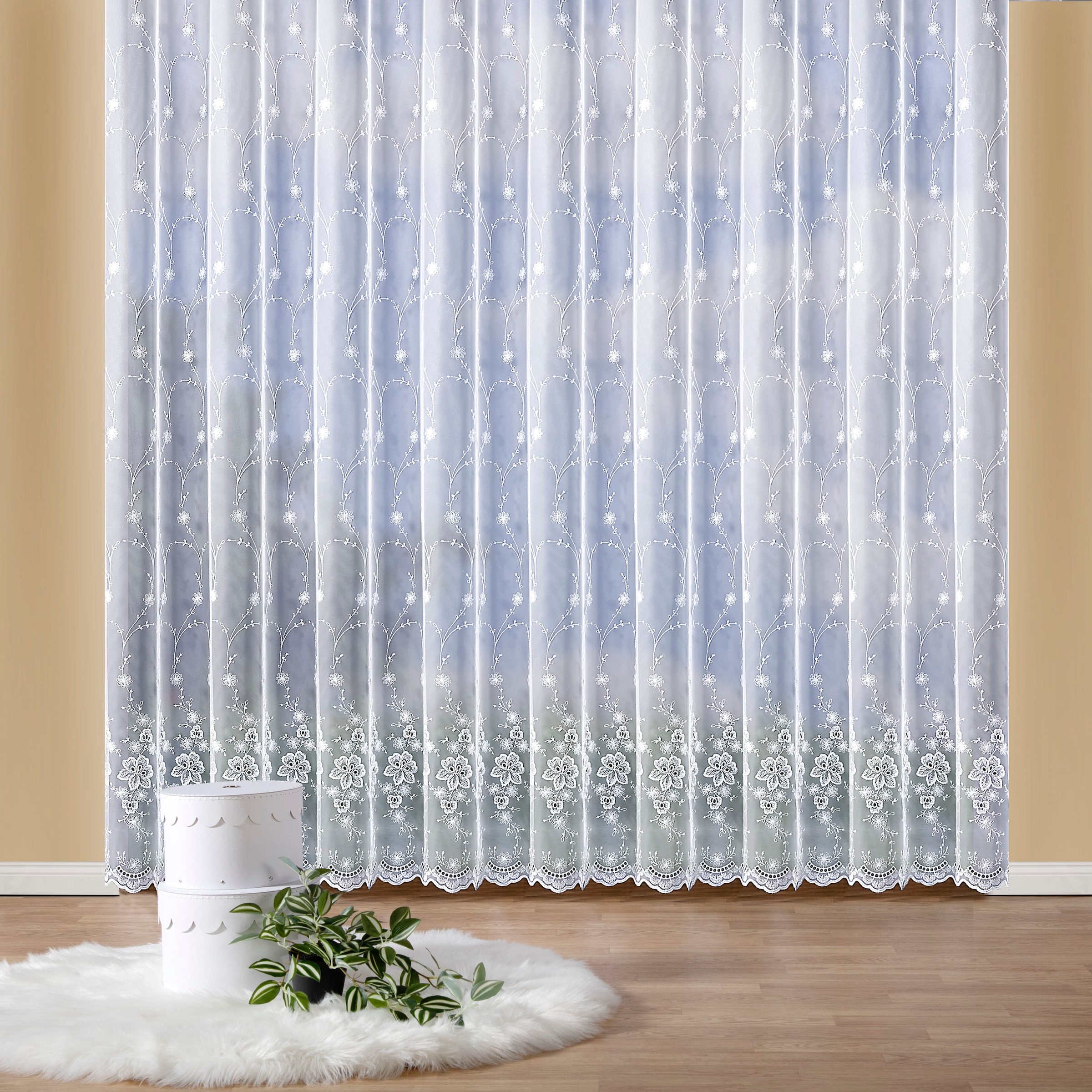 Weckbrodt Gardine »Isabella« Kräuselband 1 Stk. tlg. echte Stickerei, Flore günstig online kaufen